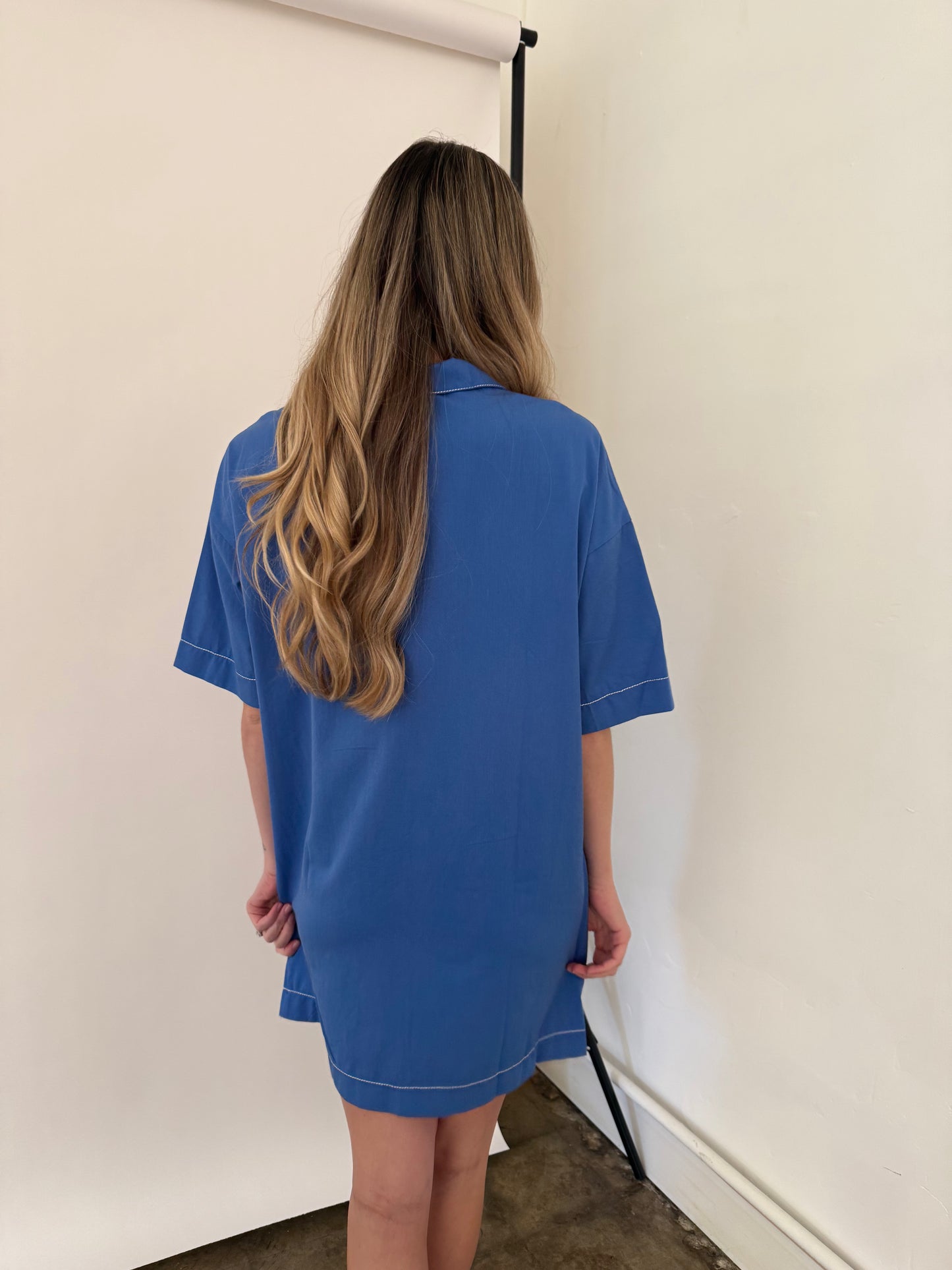 PINCH Sienna Contrast Stitched Collared Mini Dress (Black)