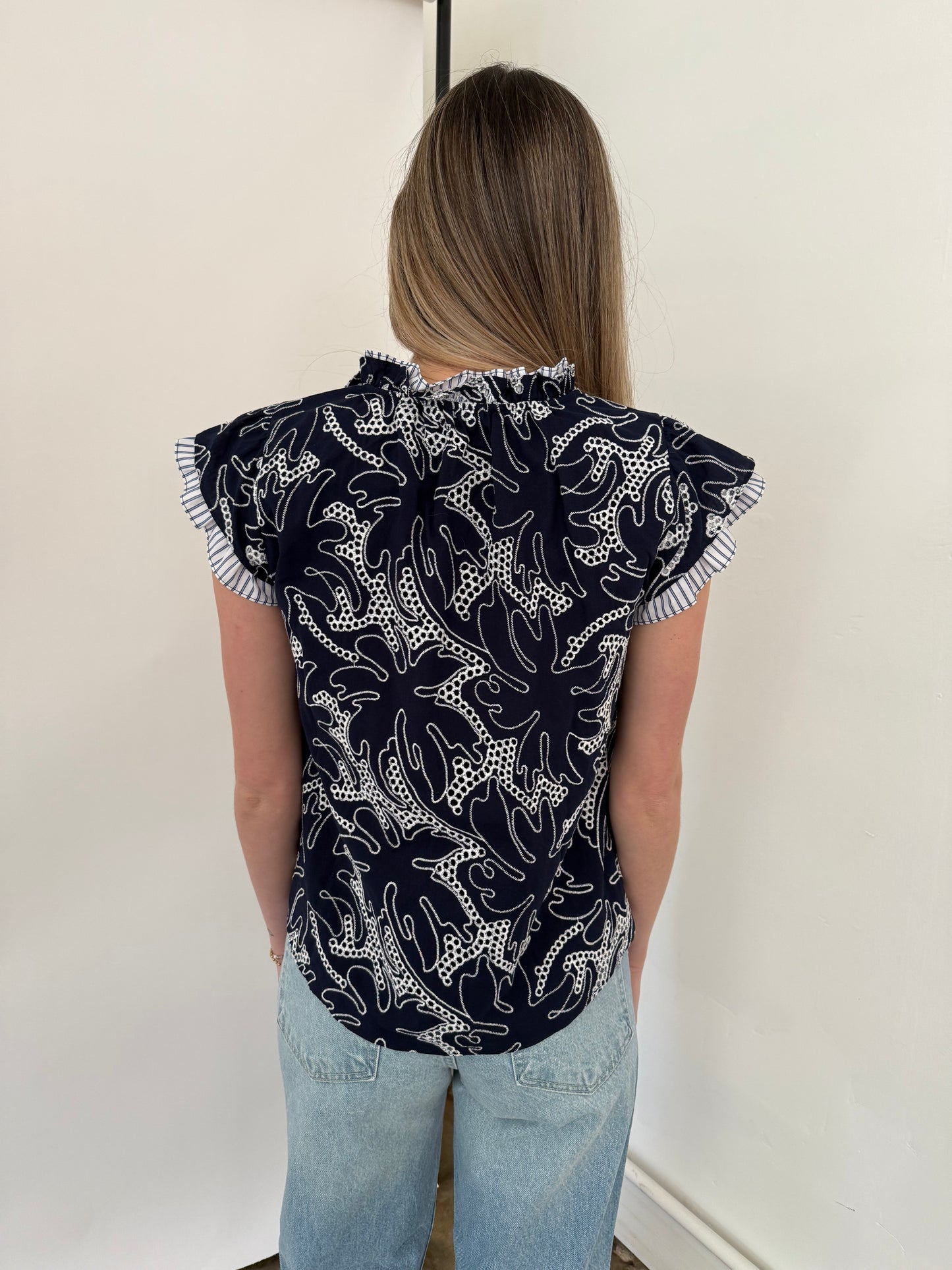 Current Air Tessa Eyelet Layered Sleeve Top