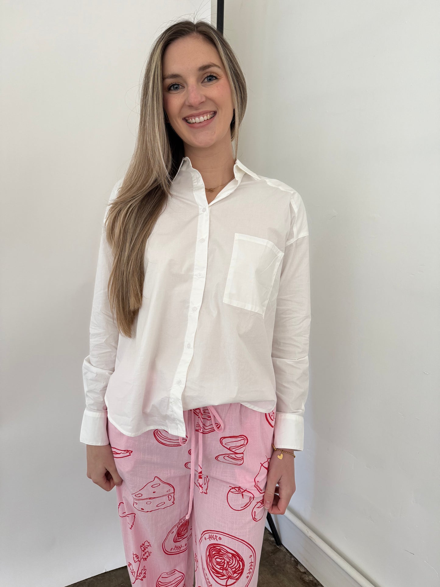 Tatum White Poplin Button Down Shirt