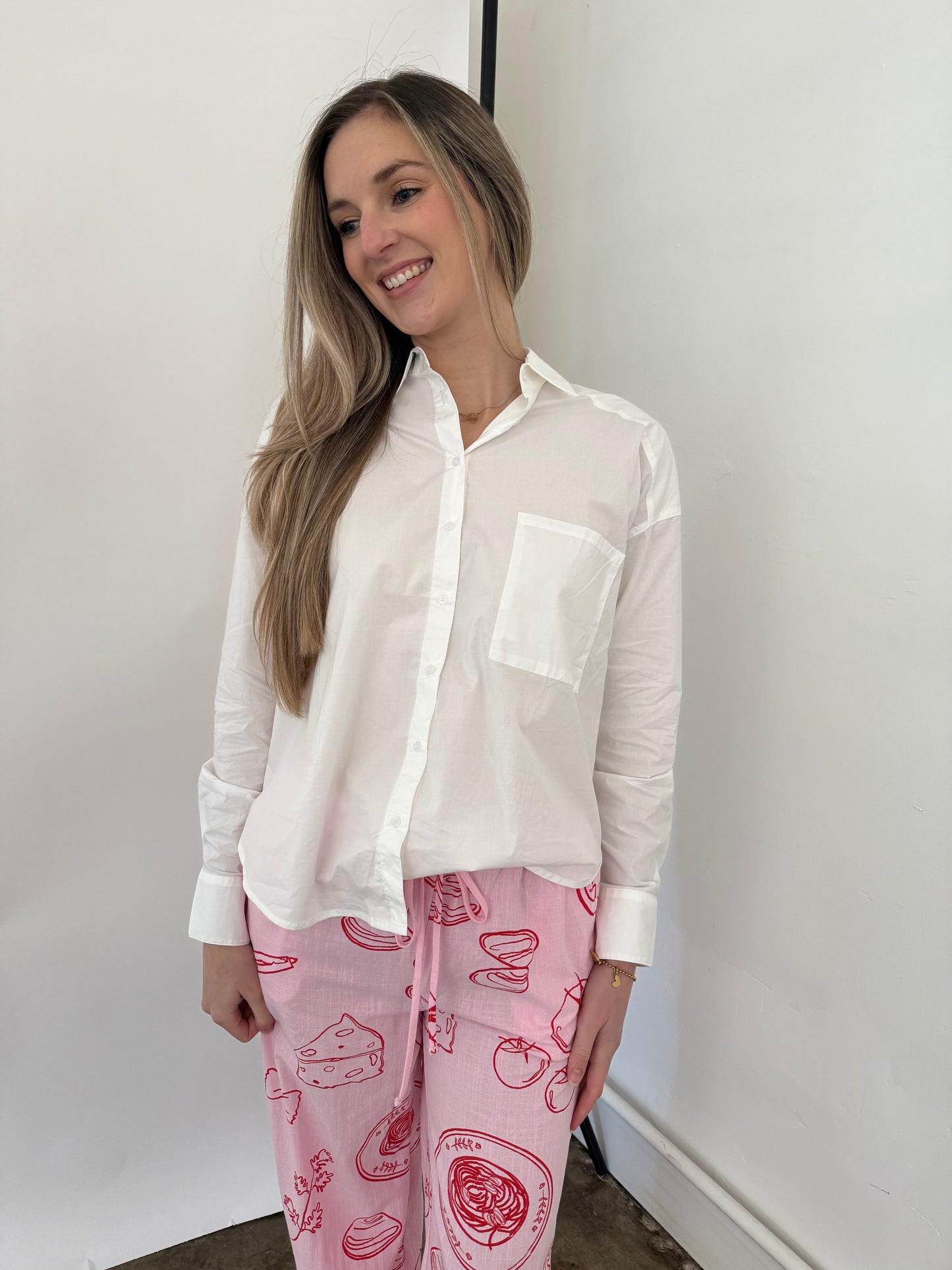 Tatum White Poplin Button Down Shirt