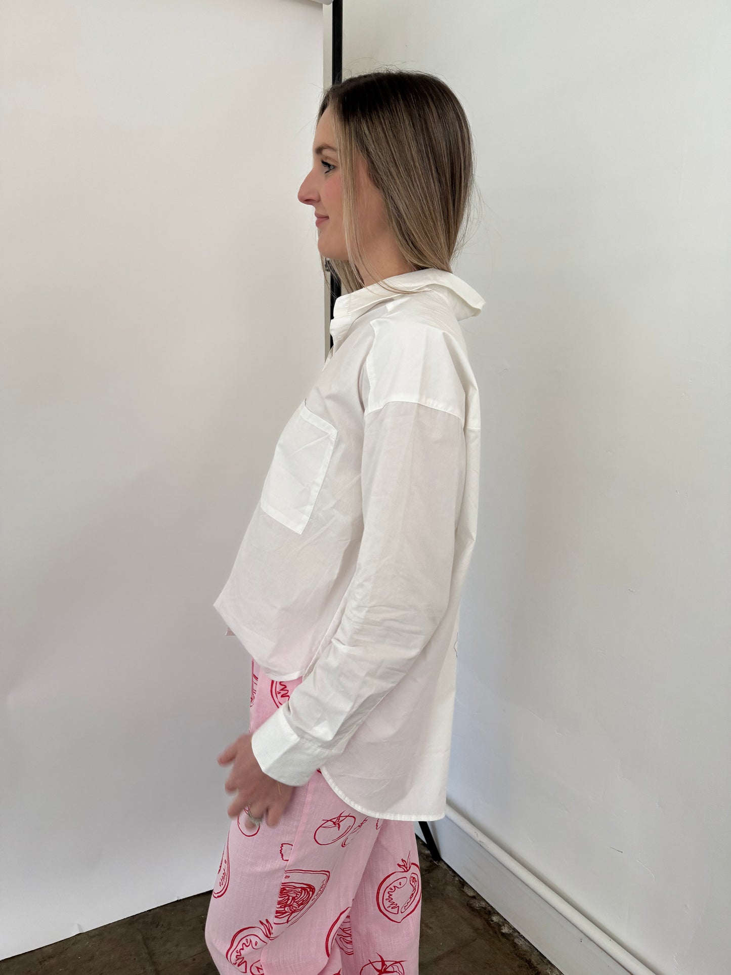 Tatum White Poplin Button Down Shirt