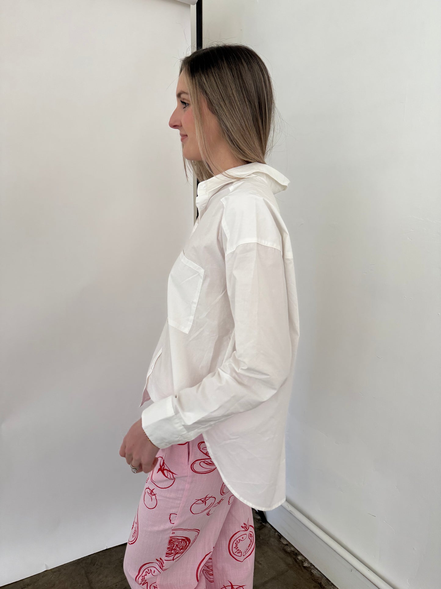 Tatum White Poplin Button Down Shirt