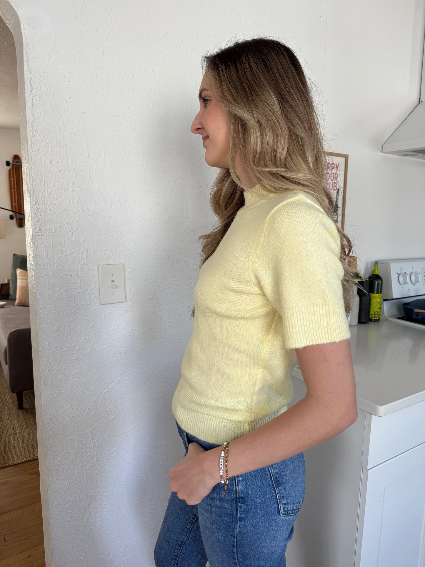 PINCH Willa Knit Short Sleeve Top (Yellow)