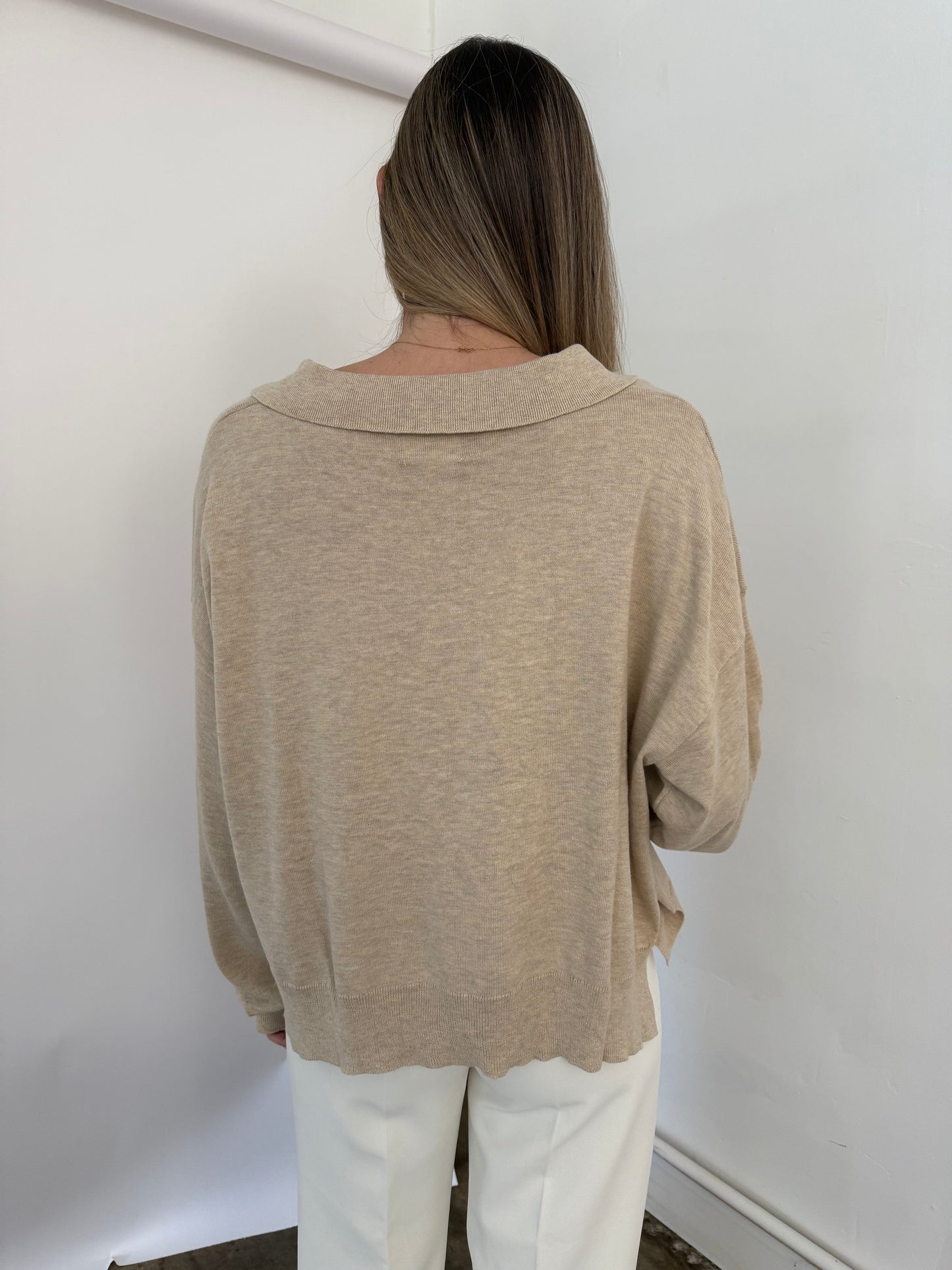 Things Between Aiden V-Neck Collared Pullover Sweater