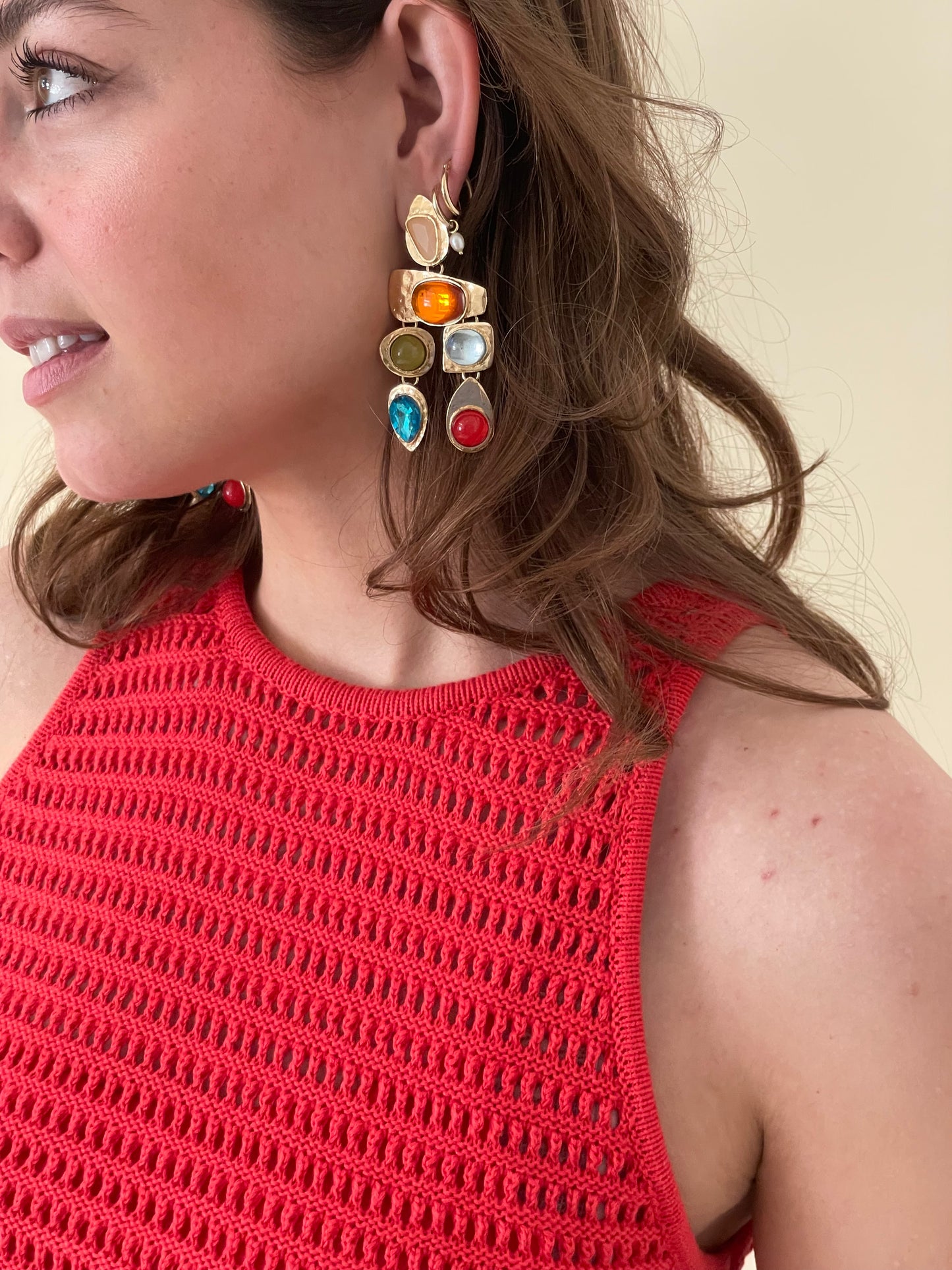 Petit Moments Sunset Multi Stone Statement Earrings