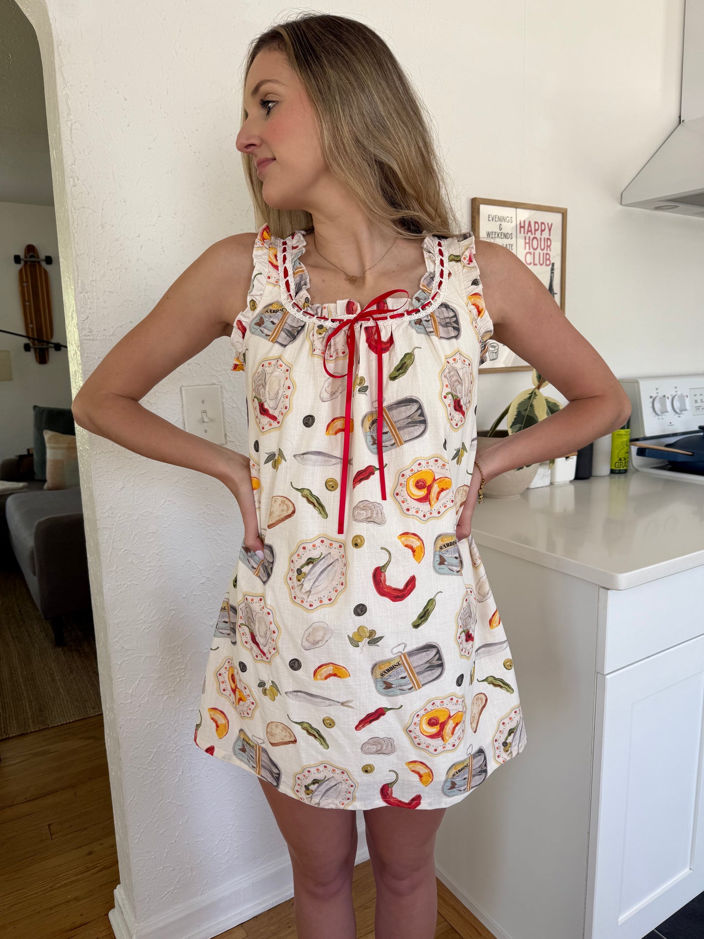 Bailey Rose Billie Coastal Picnic Printed Tank Mini Dress (XS)