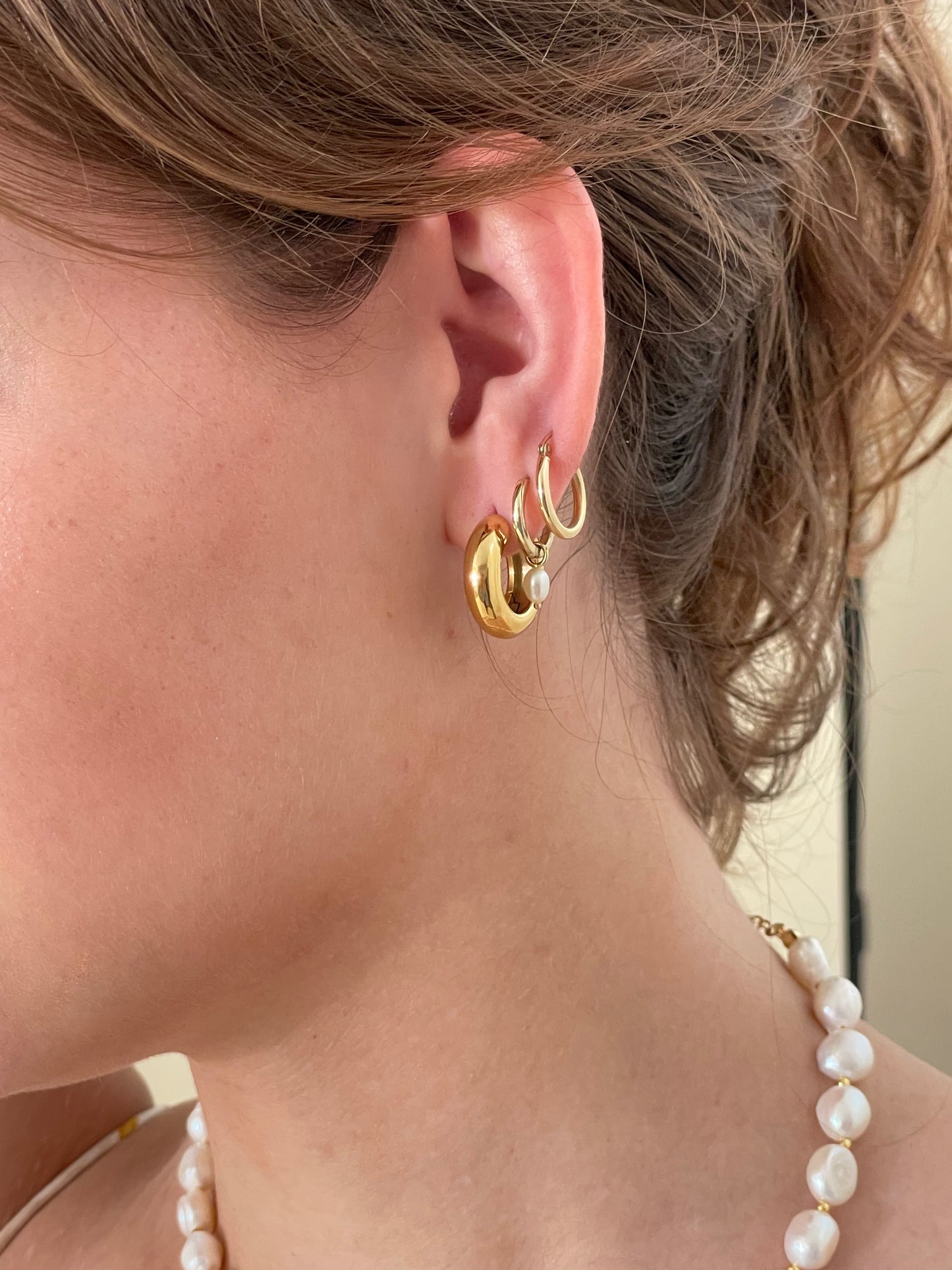 Petit Moments Moss Chunky Gold Huggie Earrings