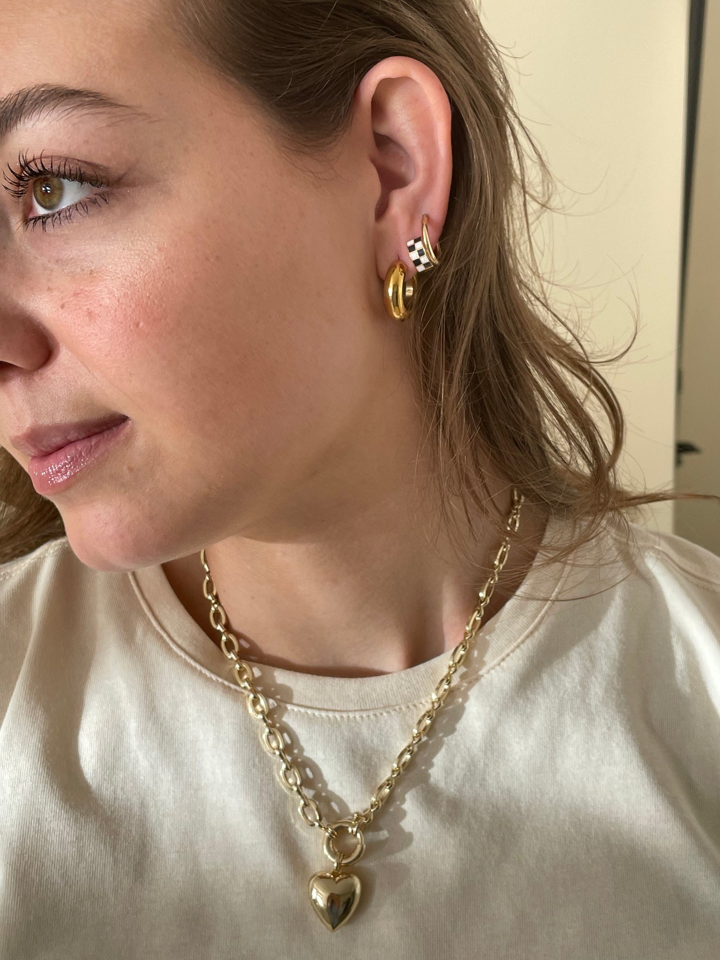 Petit Moments Checkered Micro Huggie Earrings