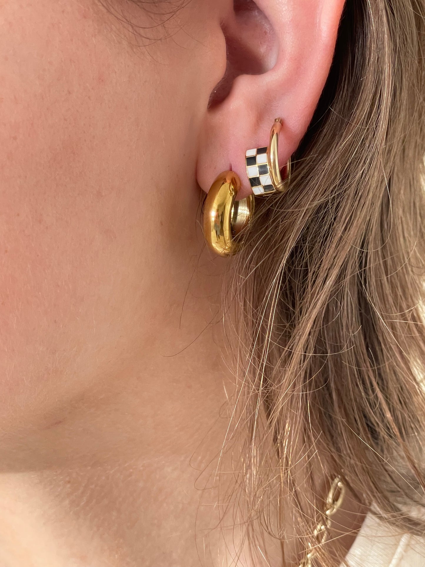 Petit Moments Checkered Micro Huggie Earrings