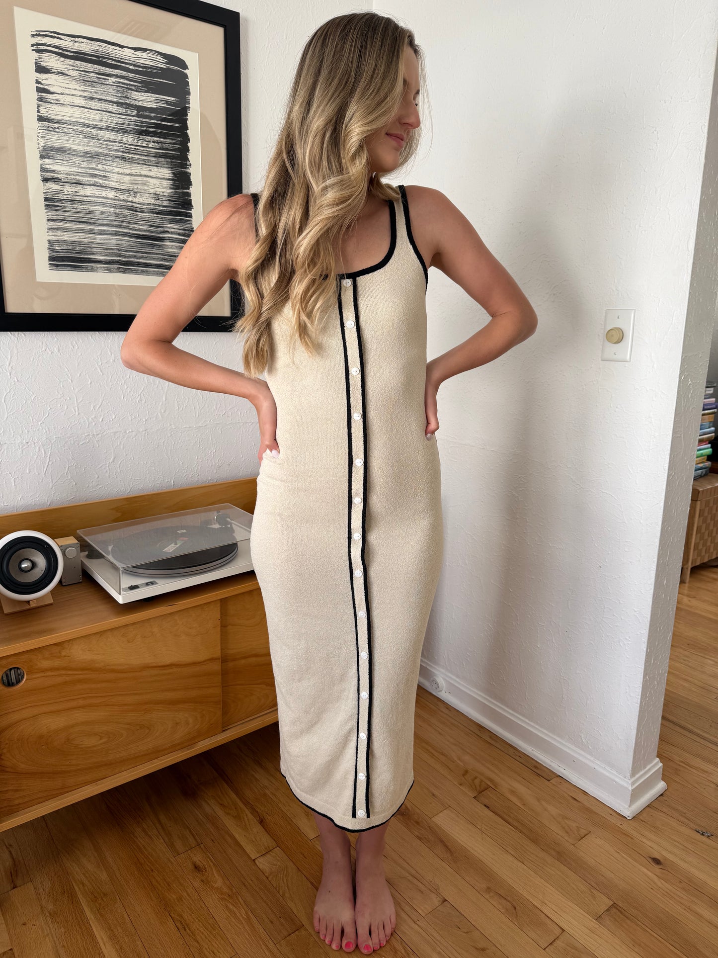 Needii Bryce Sleeveless Knit Contrast Midi Dress