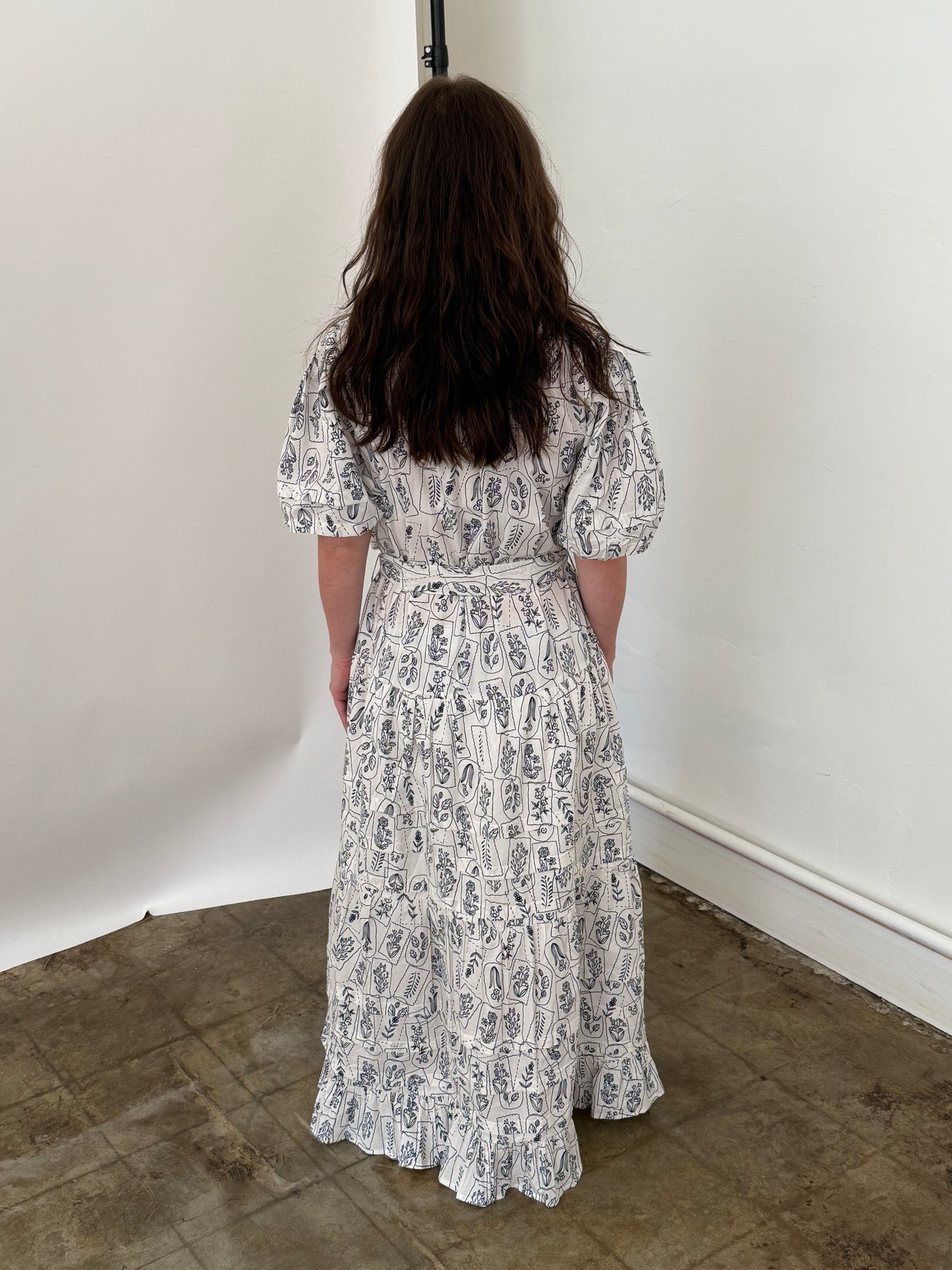 PINCH Dylan Navy Floral Buttoned Midi Dress