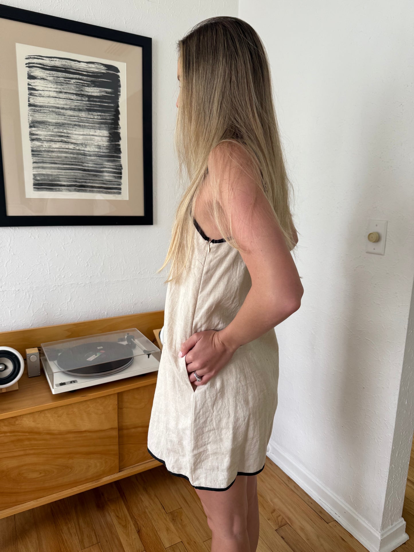 Miou Muse Dakota Cream Linen Tank Mini Dress