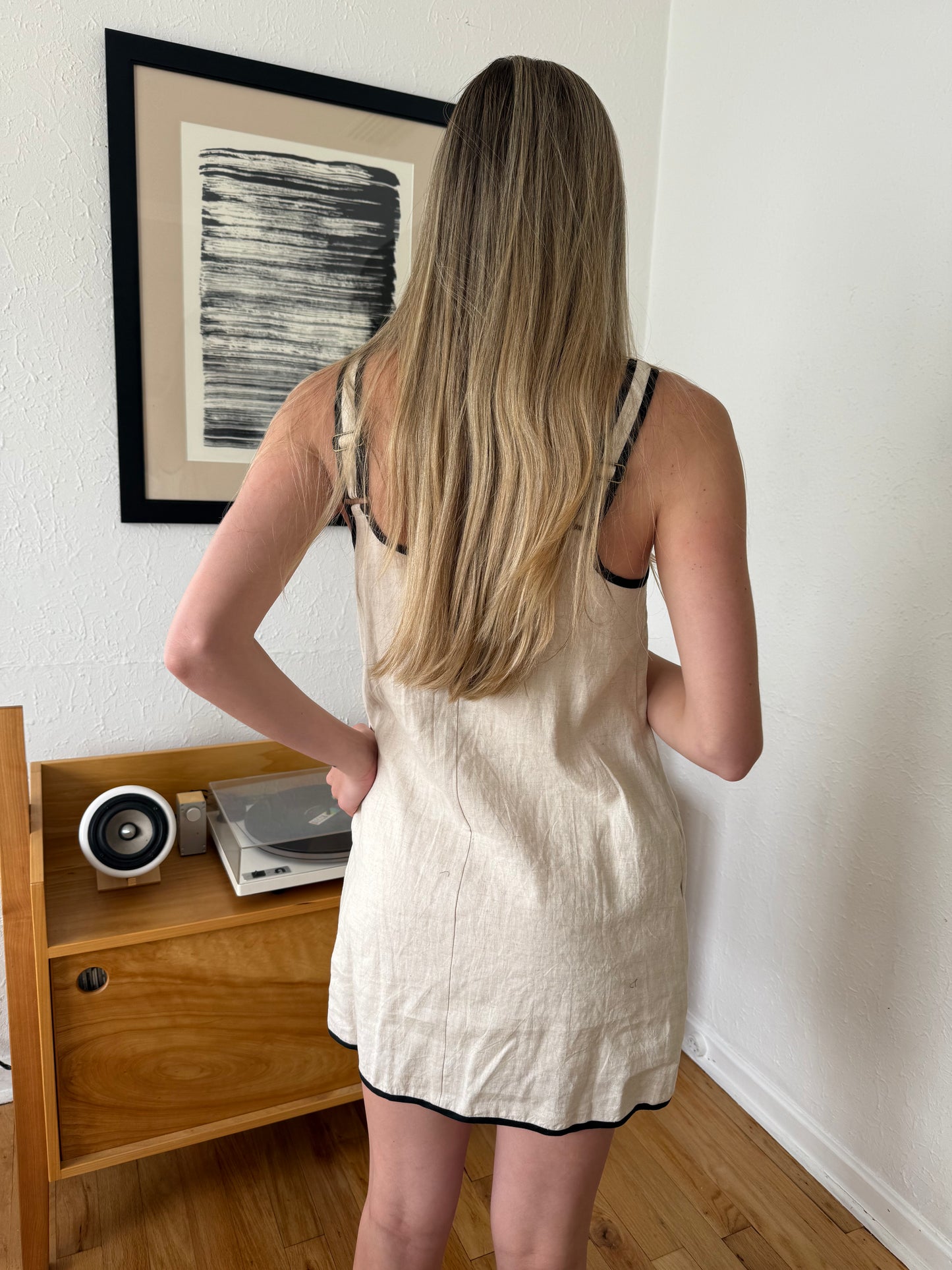 Miou Muse Dakota Cream Linen Tank Mini Dress