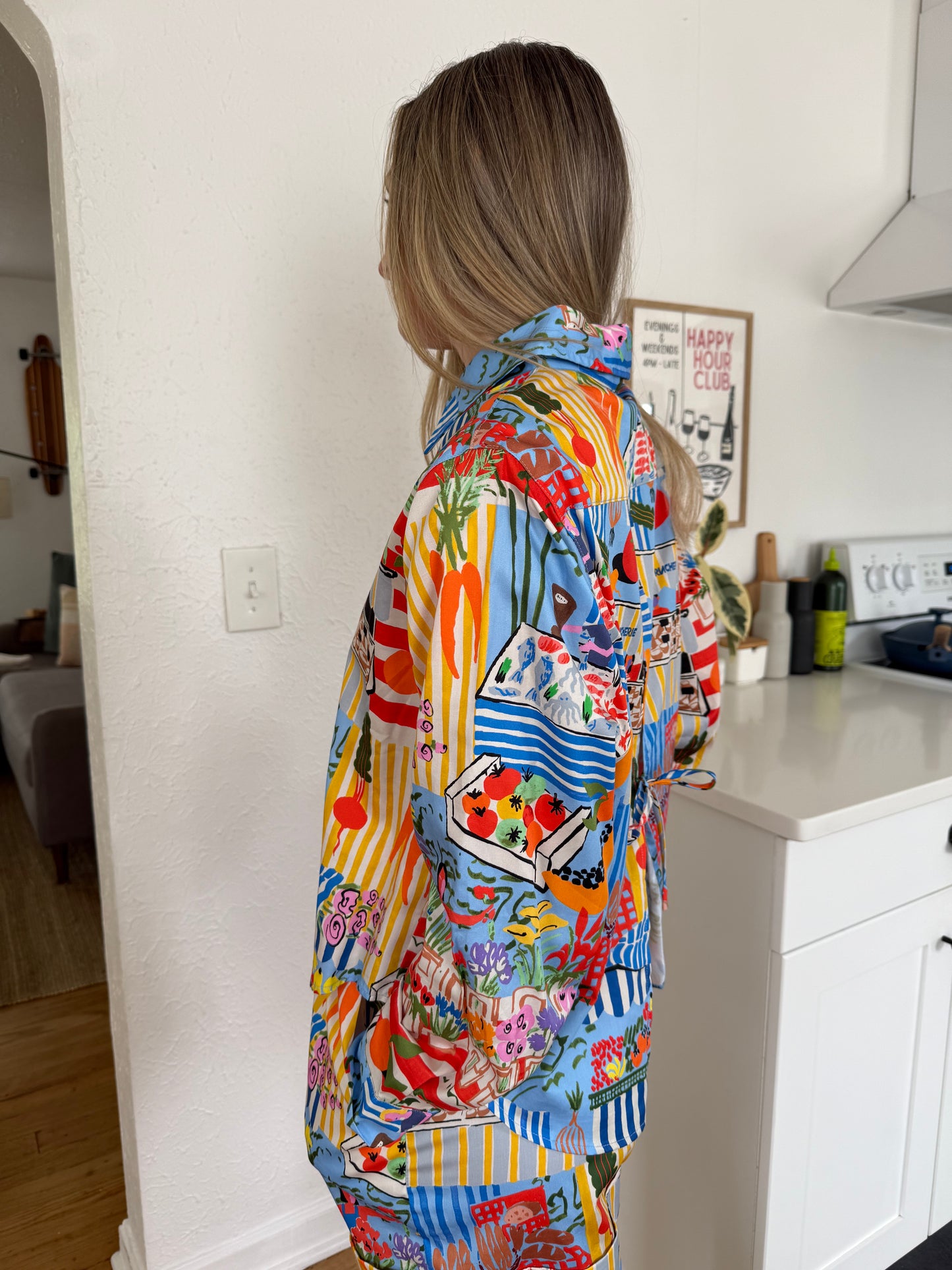 FRNCH Cloane Bold Market Print Buttoned Top