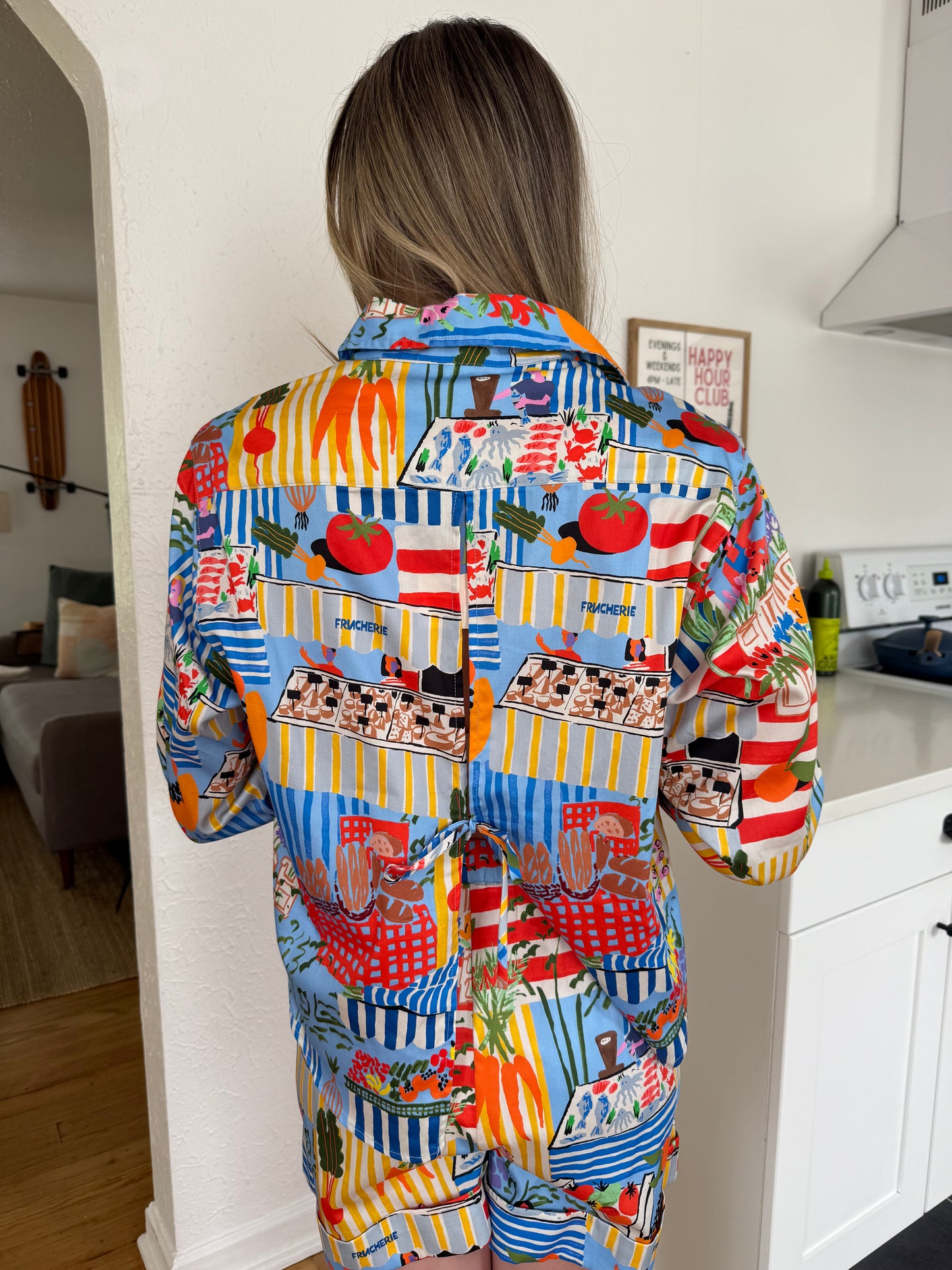 FRNCH Cloane Bold Market Print Buttoned Top