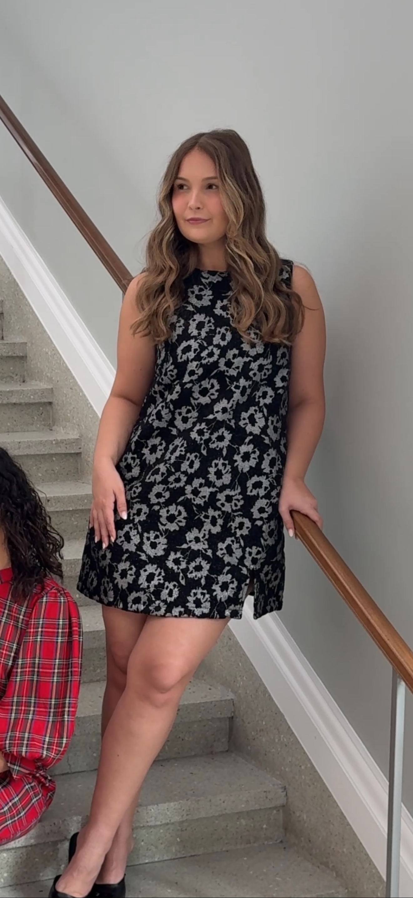 black jacquard mini dress FRNCH Alicia Metallic Floral Padme cosplay black | fabric_Cotton Fitted waist tops a Size:38W/32L