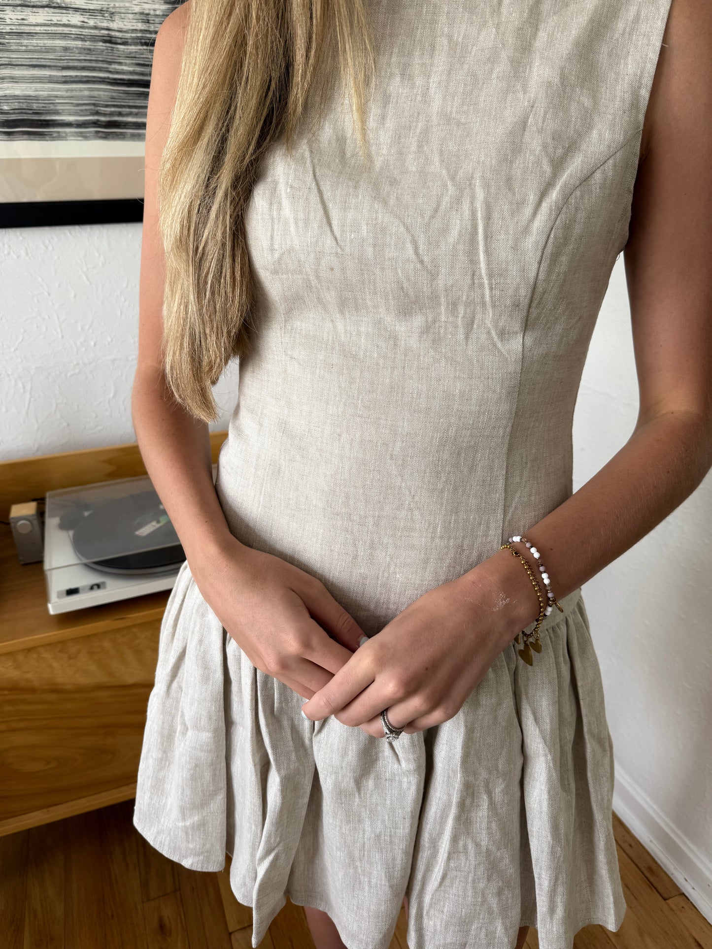 Sofie the Label Hadley Linen Drop Peplum Mini Dress (Natural)