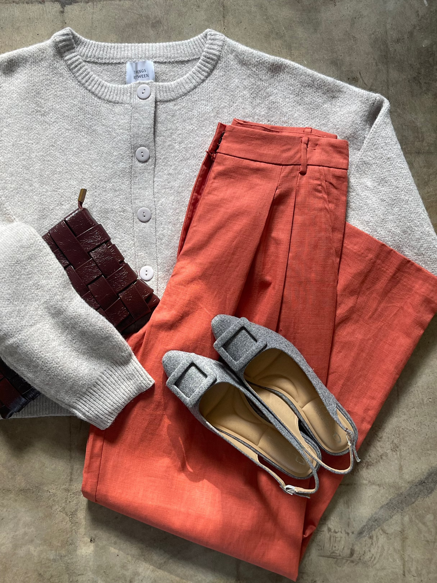 Lucy Paris Burnt Orange Joey Linen Pleated Pants