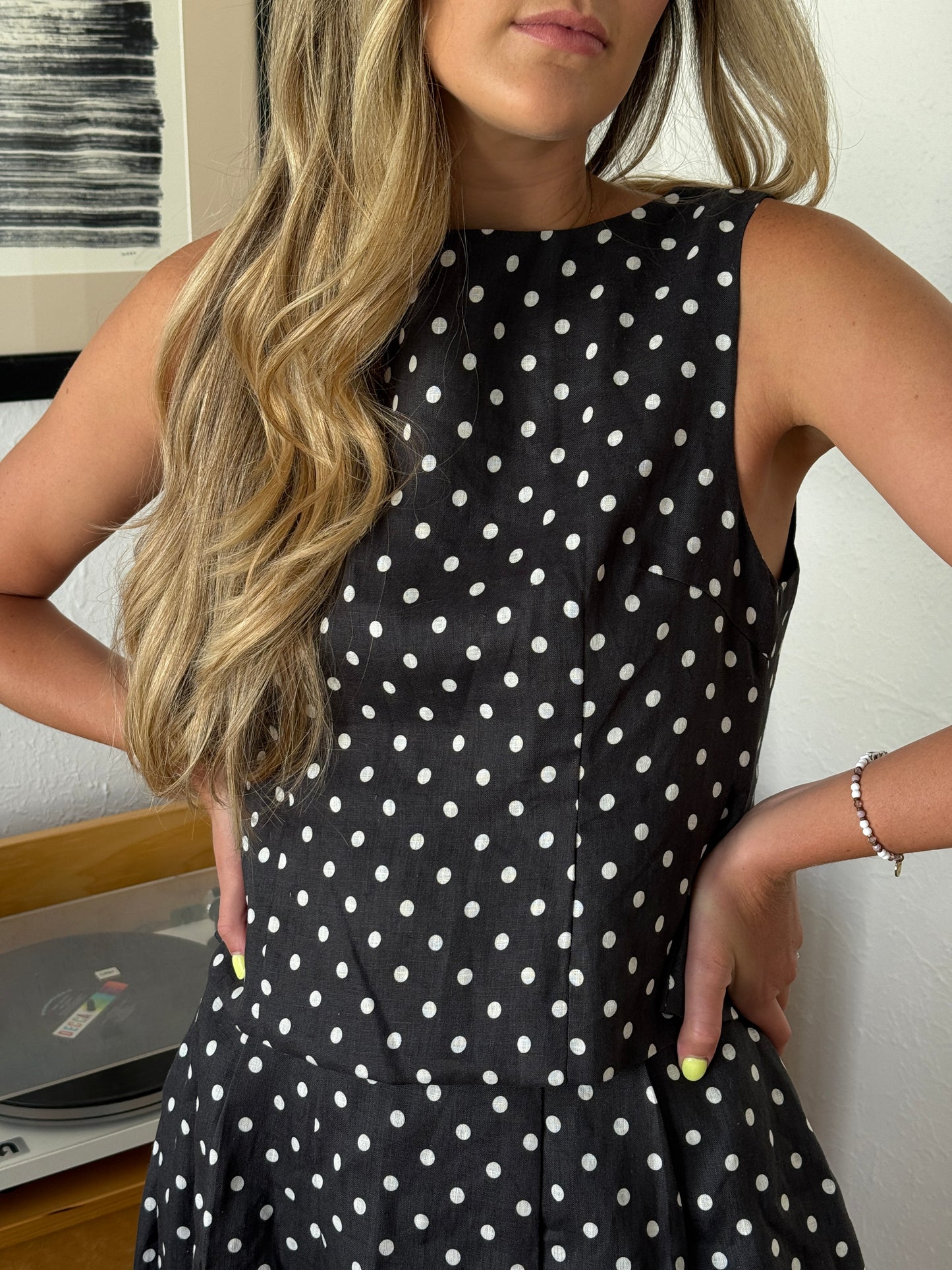 Sofie the Label Khloe Washed Black Polka Dot Tank Top
