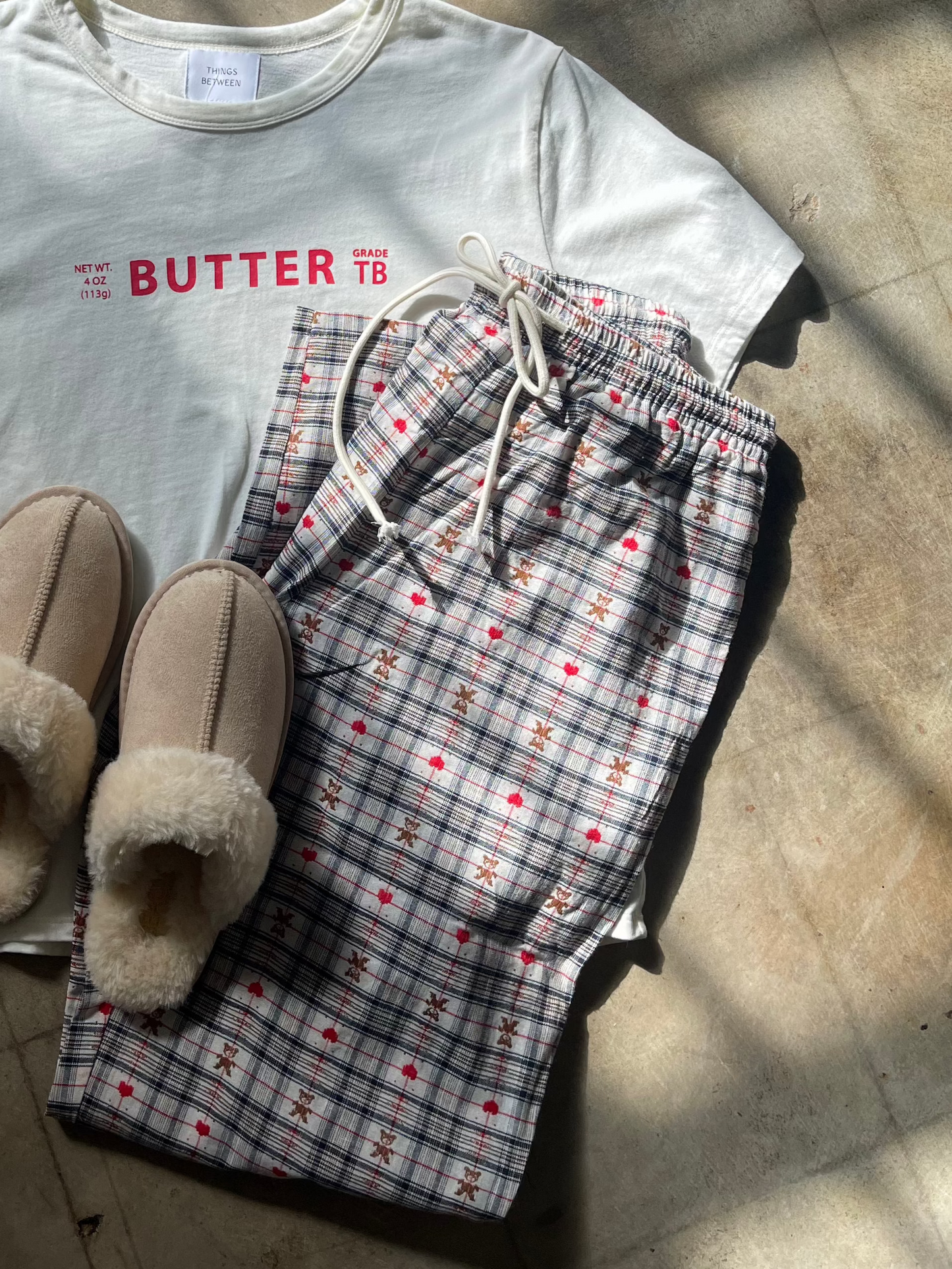 Things Between Noelle Plaid Teddy Bear Pajama Pants