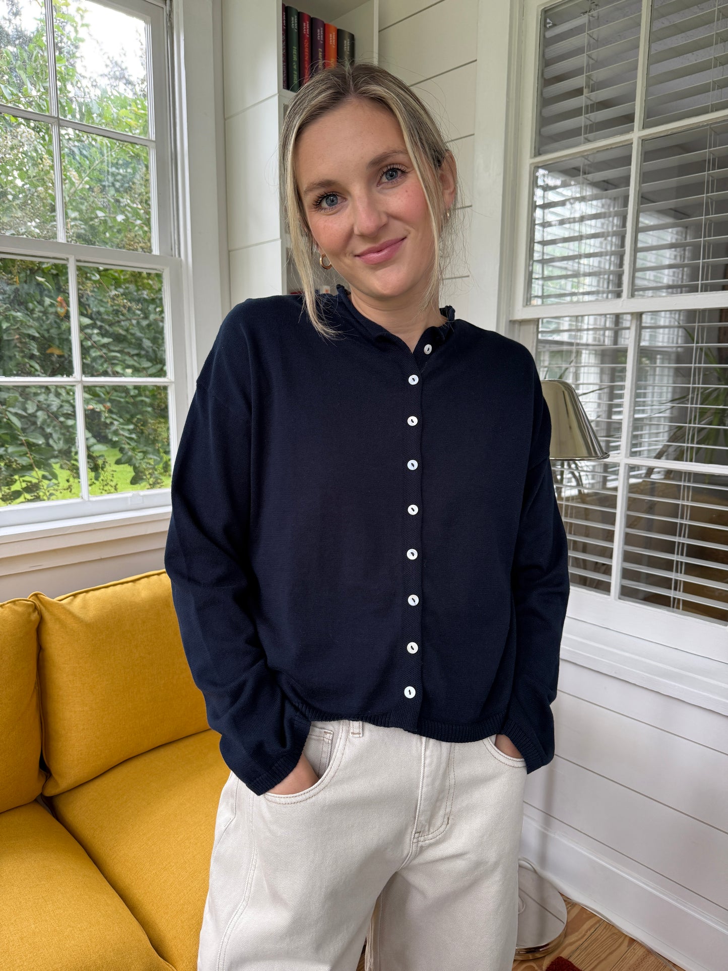 Things Between Toby Buttoned Cardigan Top (Navy)