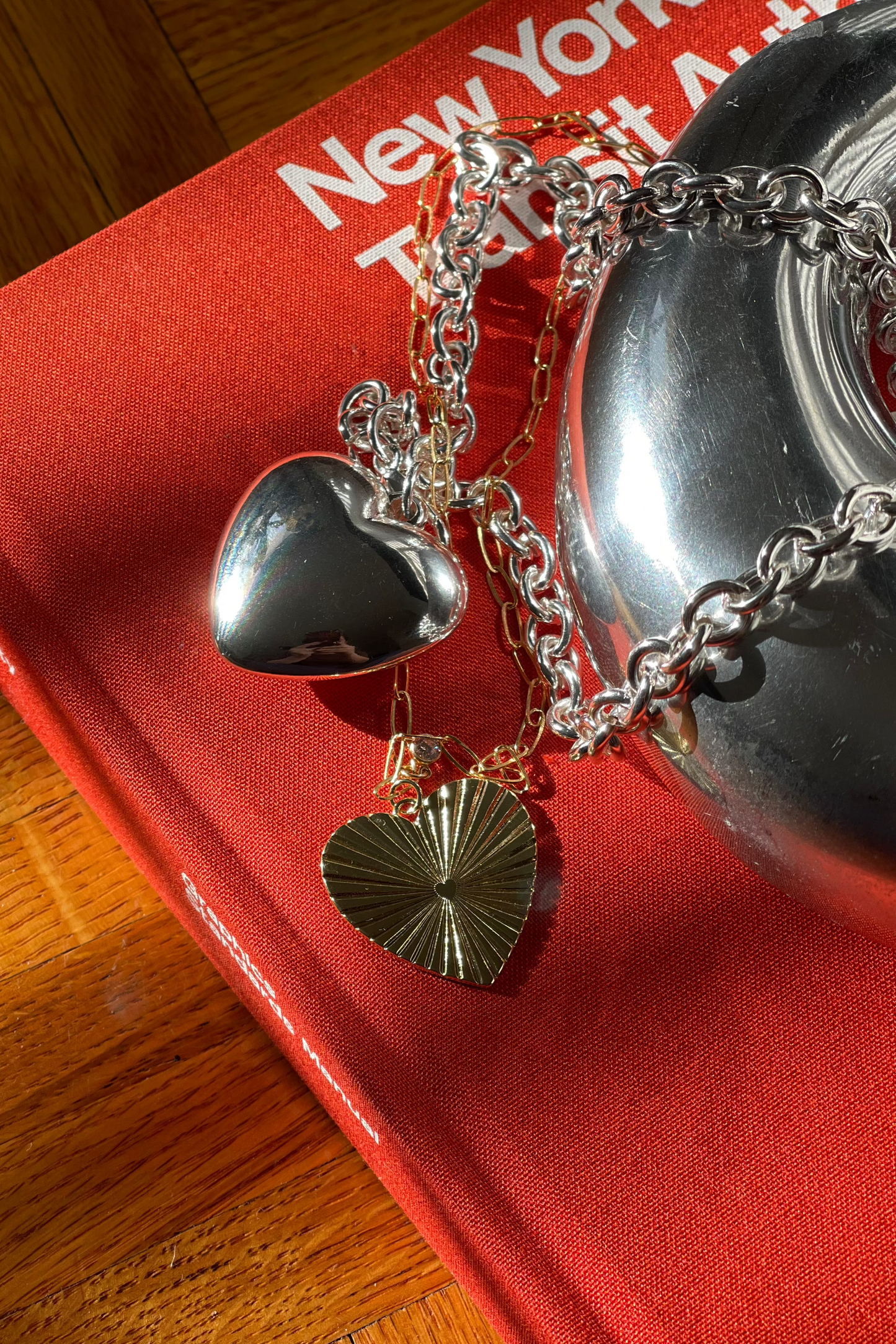 Layered Chain Heart Pendant Necklace (Two Colors)