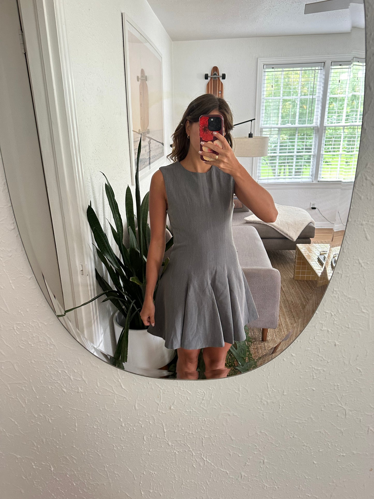 Elsie Charcoal A-Line Pleated Mini Dress