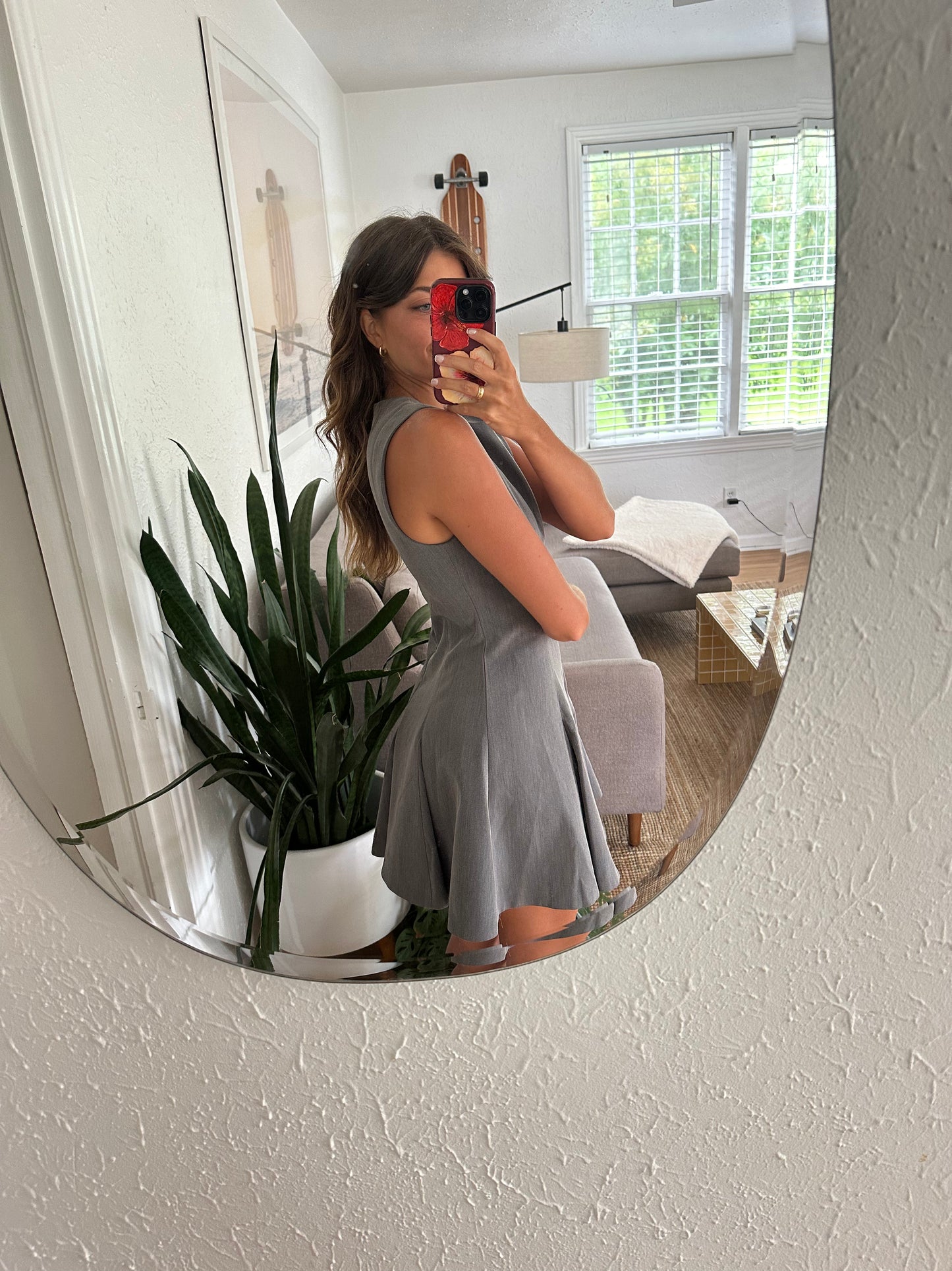 Elsie Charcoal A-Line Pleated Mini Dress