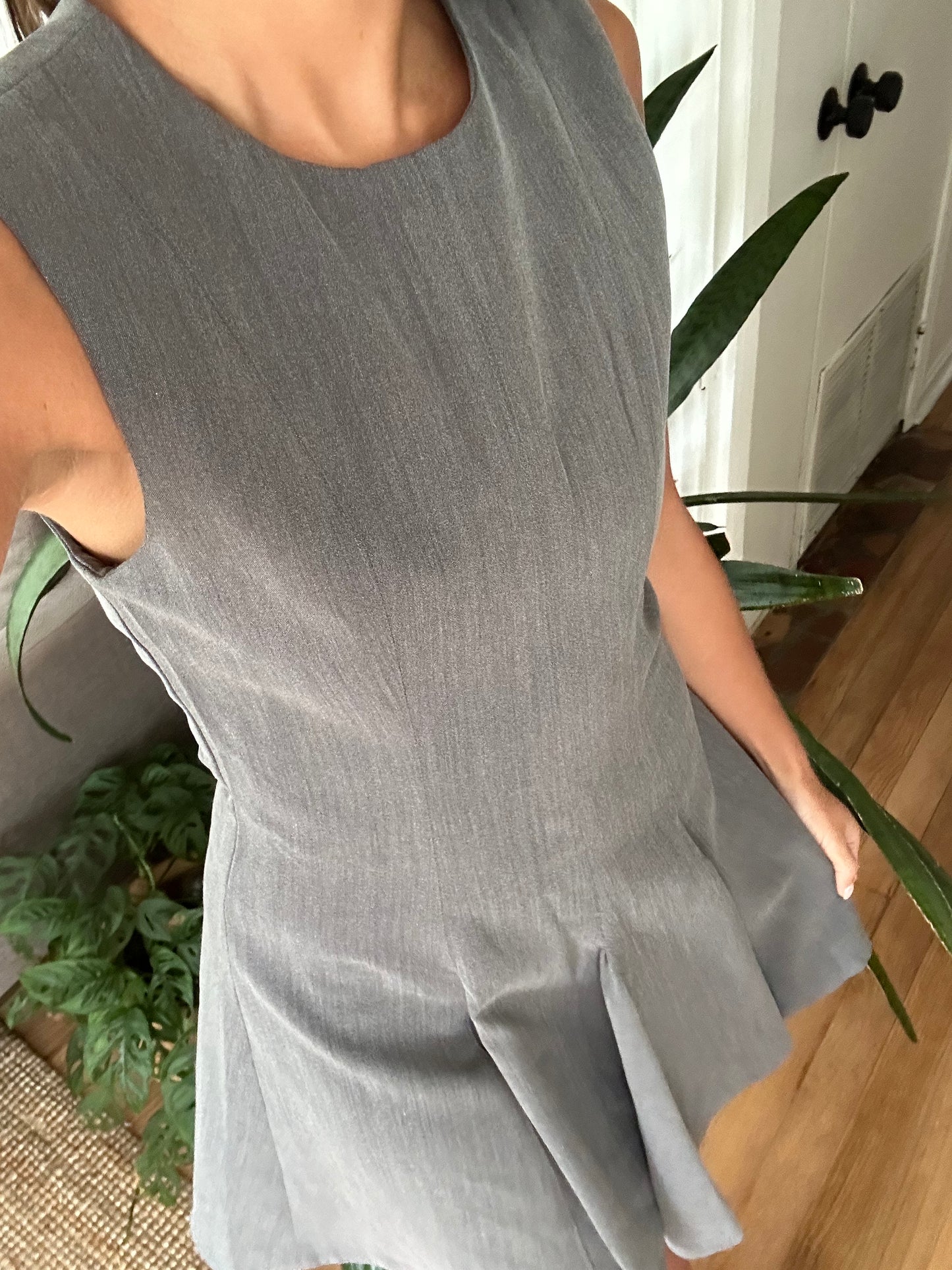 Elsie Charcoal A-Line Pleated Mini Dress