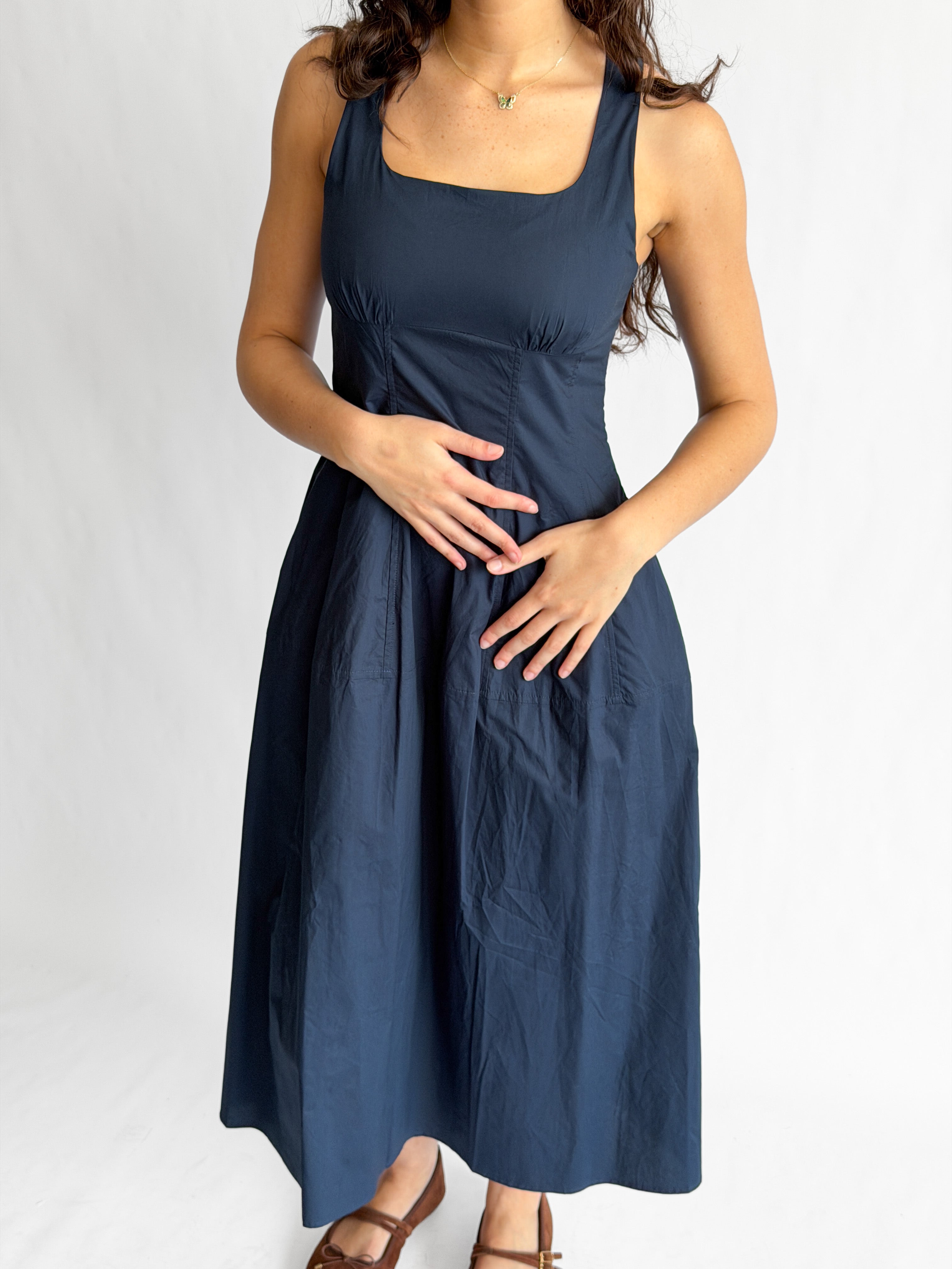 cotton midi dress sleeveless PINCH Bridget Square Neck (Navy) – Momni Boutique White Size:14/46 sale-page-selects Trendyol Collection Orange Bodycon ensuring both comfort and
