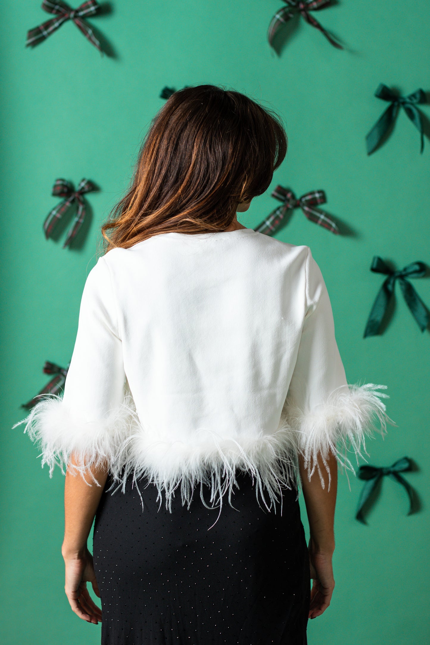 Lucy Paris Sally White Feather Woven Top