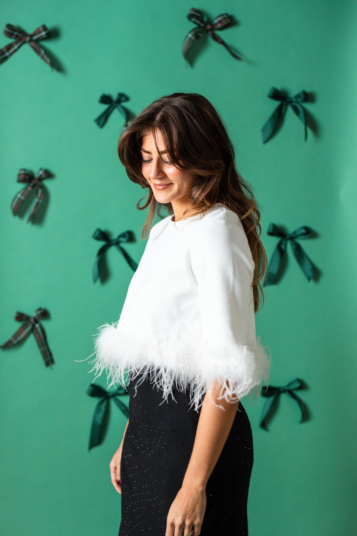 Lucy Paris Sally White Feather Woven Top