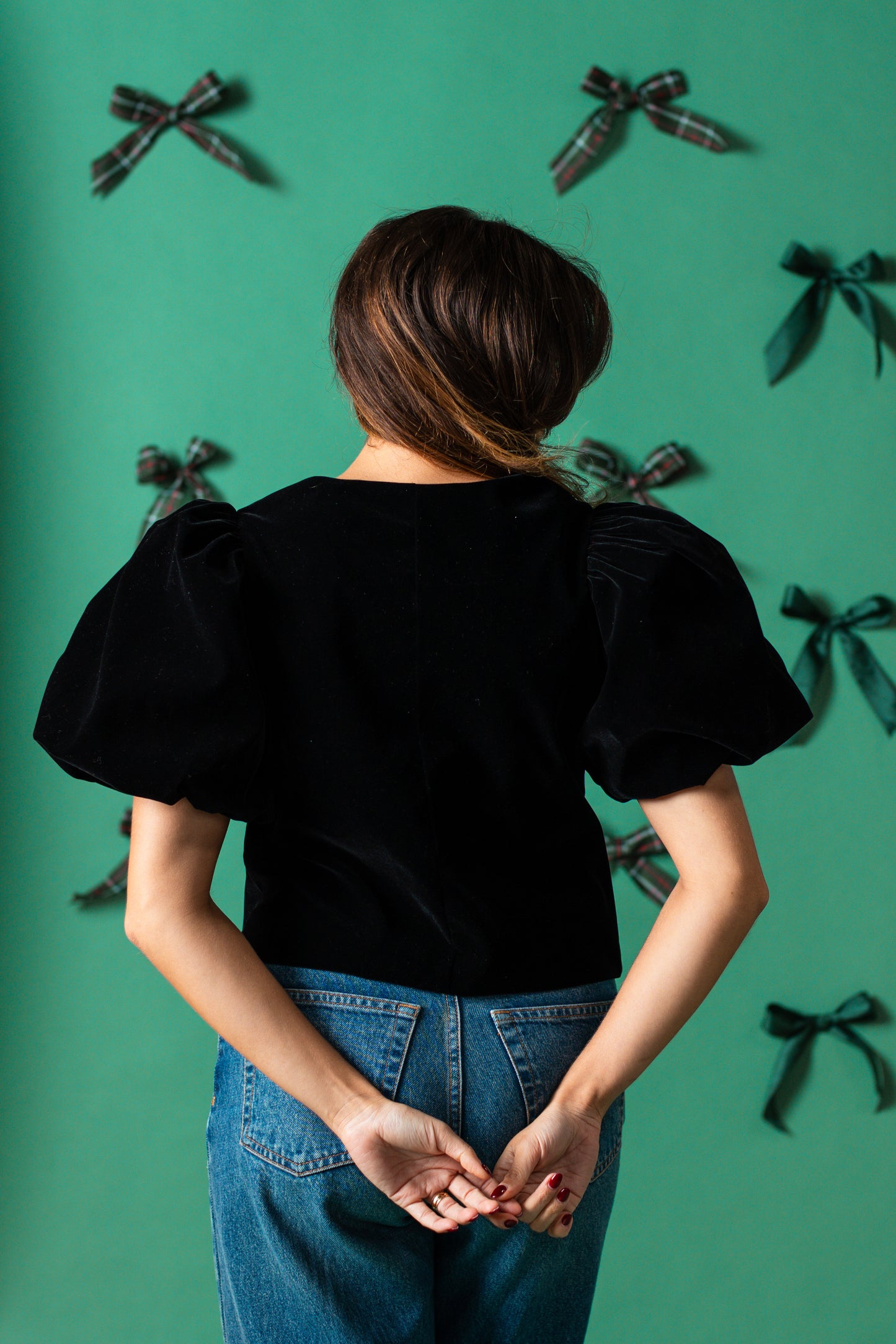 Sofie the Label Nora Black Velvet Tie Top