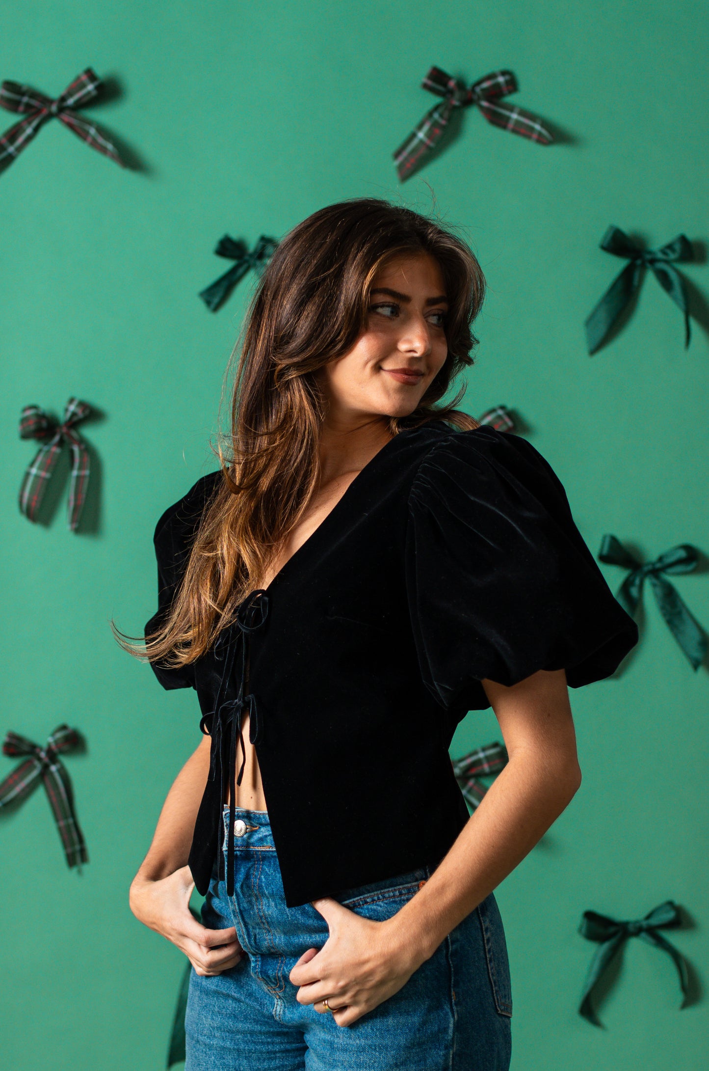 Sofie the Label Nora Black Velvet Tie Top