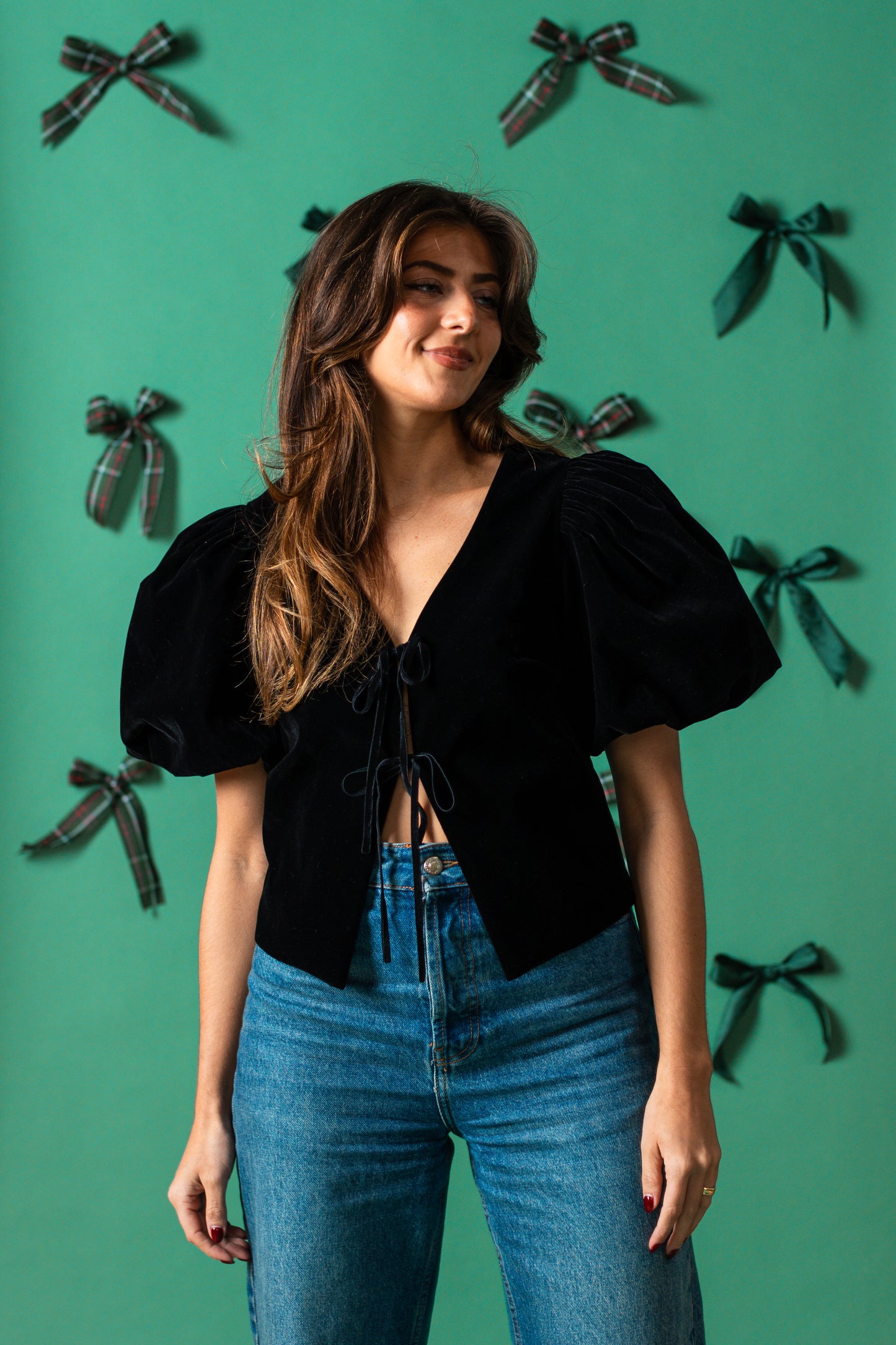 Sofie the Label Nora Black Velvet Tie Top