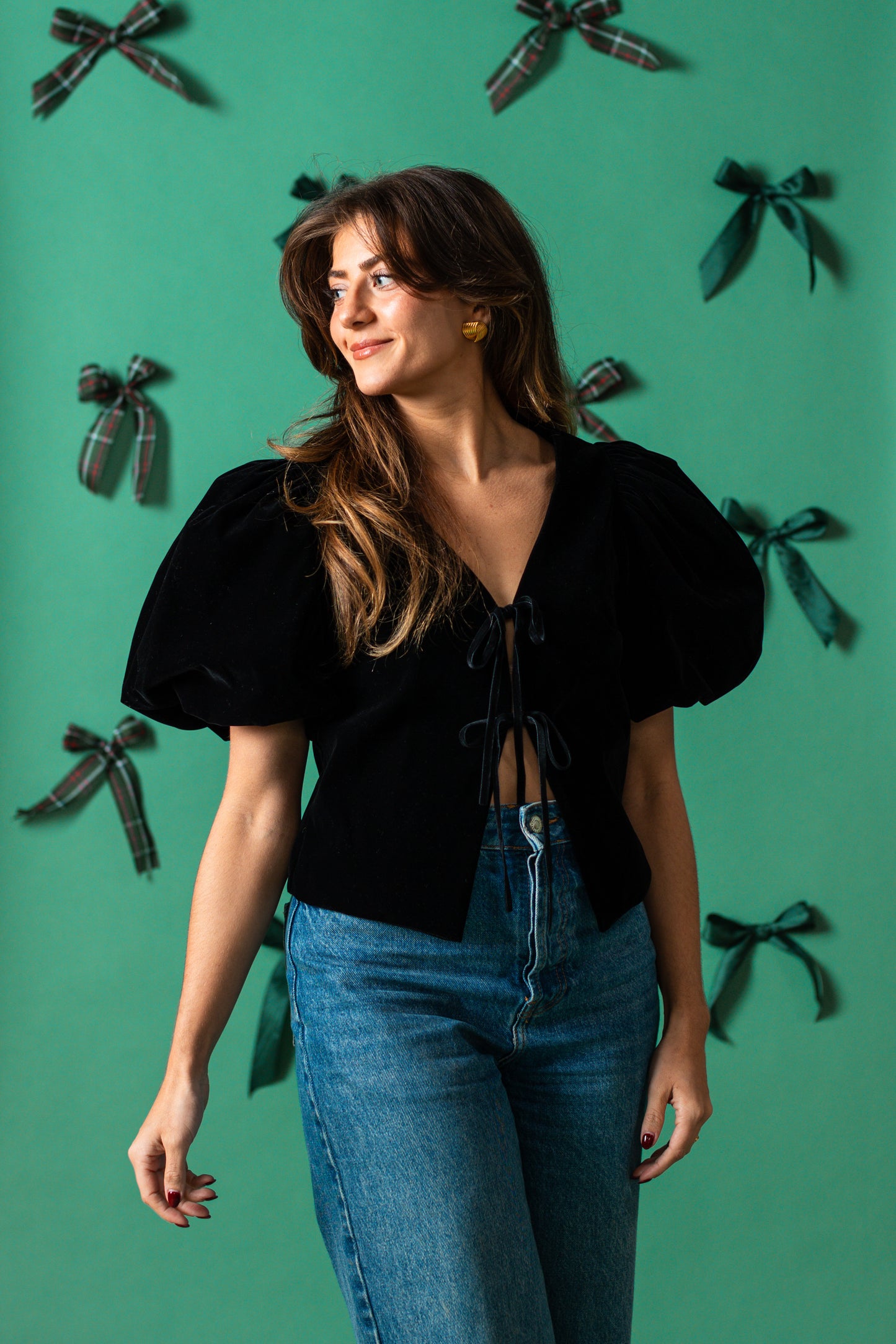 Sofie the Label Nora Black Velvet Tie Top