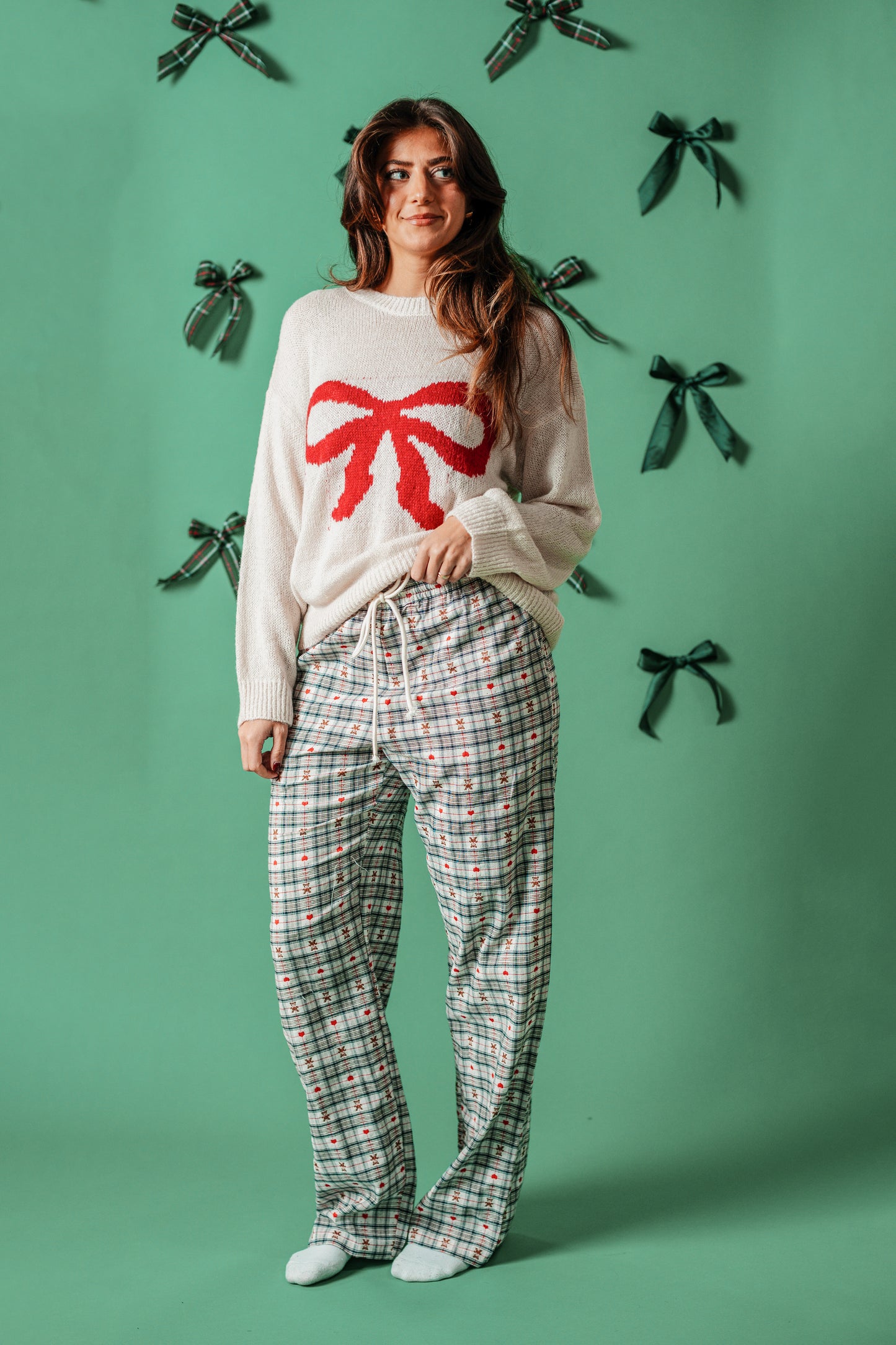 Things Between Noelle Plaid Teddy Bear Pajama Pants