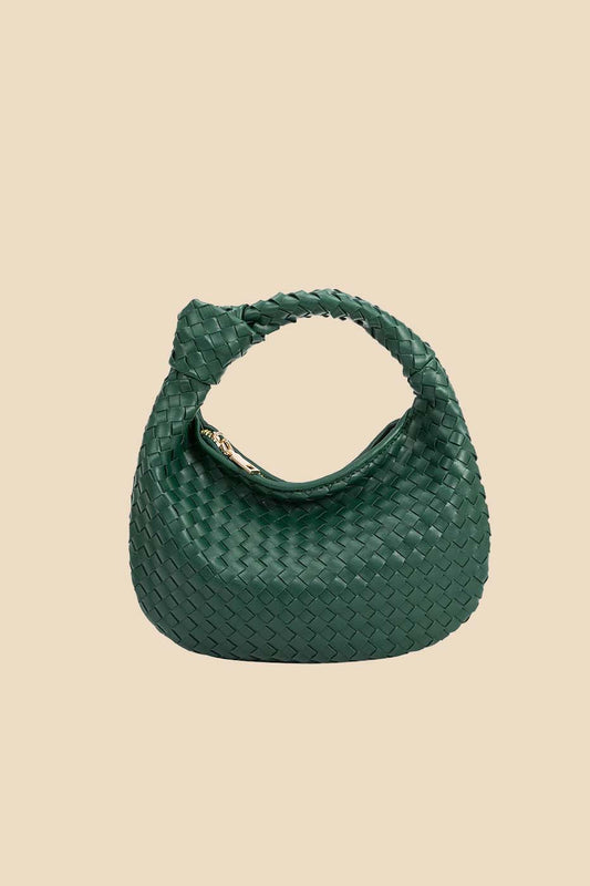 Melie Bianco Drew Small Vegan Leather Woven Hobo Bag (Green)