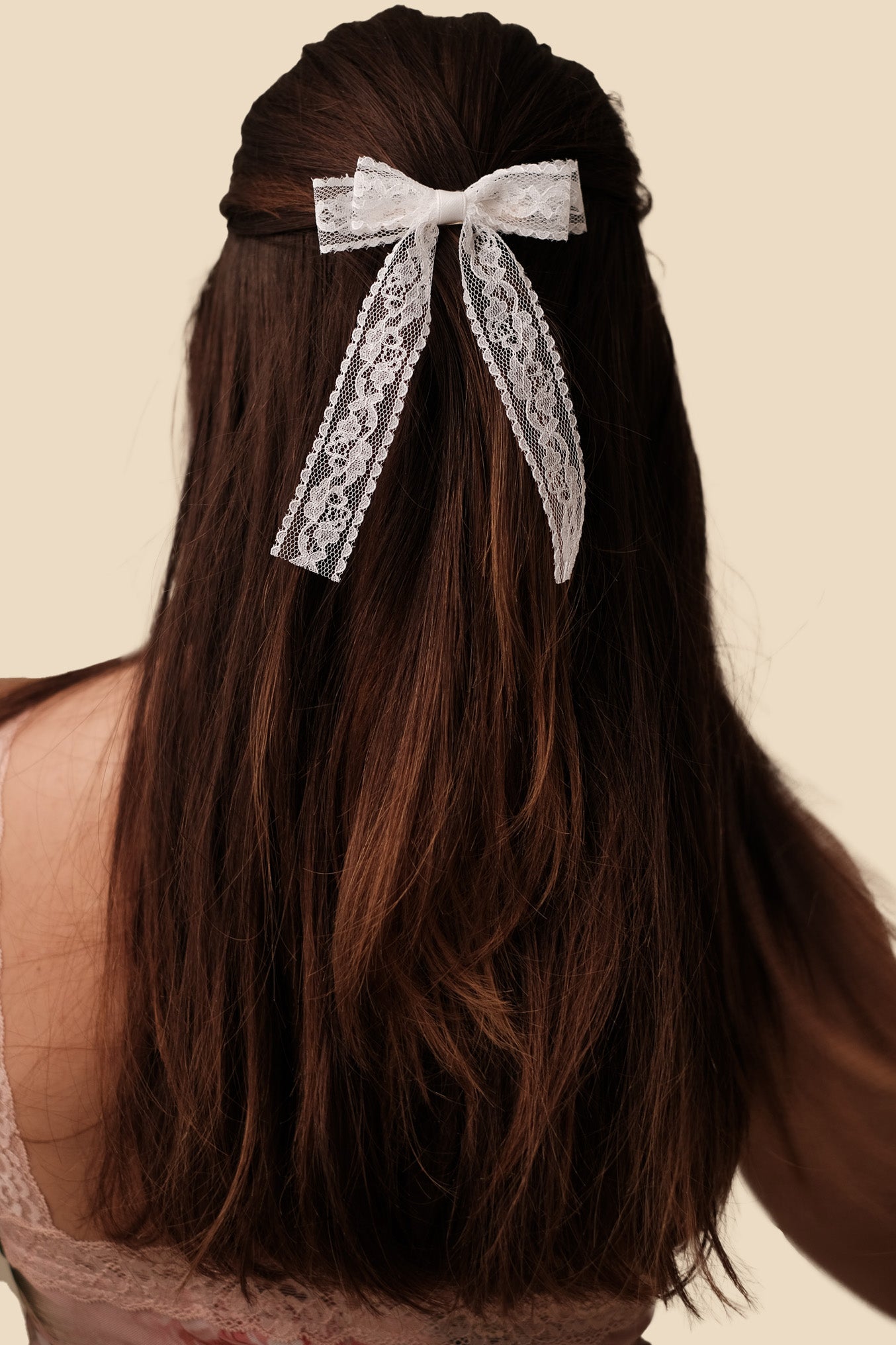 White Lace Bow Hair Clip