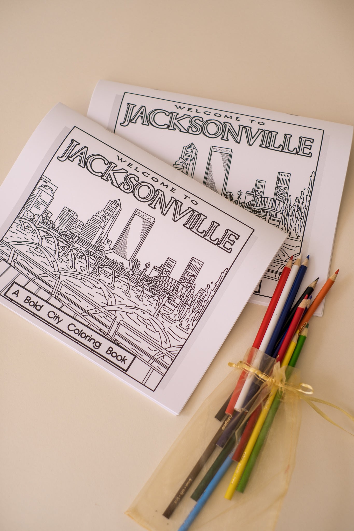 Welcome to Jacksonville: A Bold City Coloring Book + Colored Pencil Set