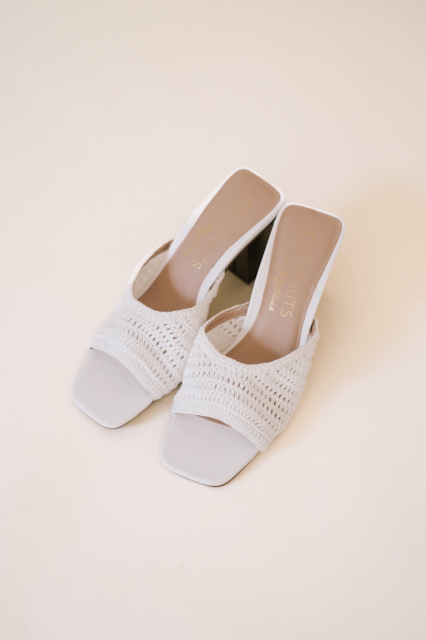 Matisse Layton Ivory Crochet Mule Heels