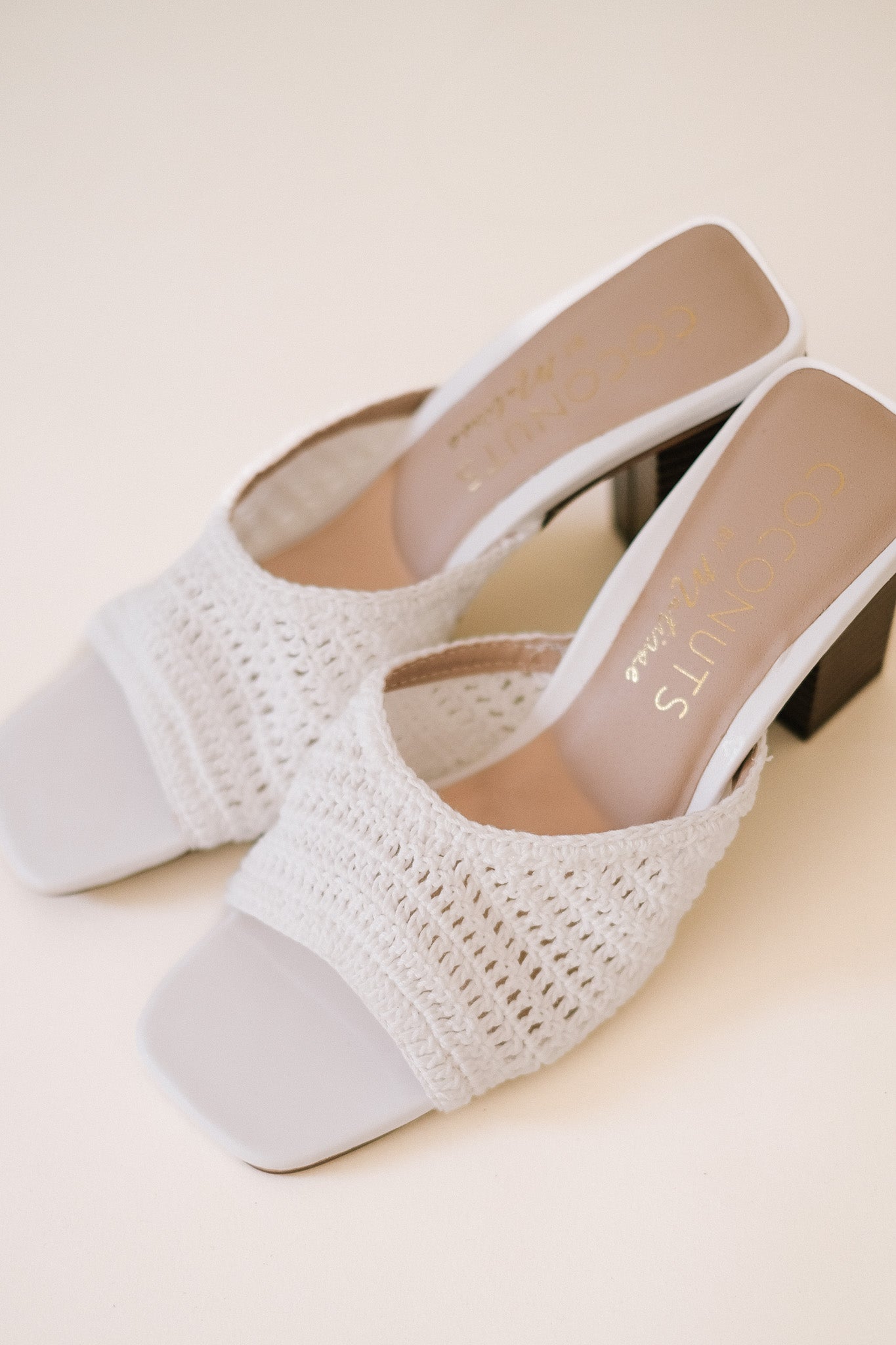 Matisse Layton Ivory Crochet Mule Heels