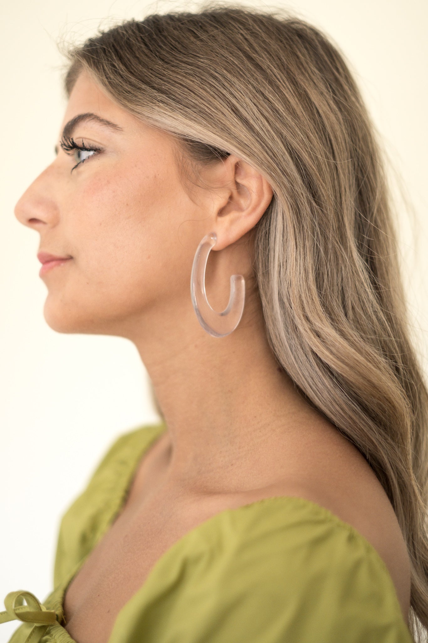 Clear Acrylic Abstract Hoop Earrings