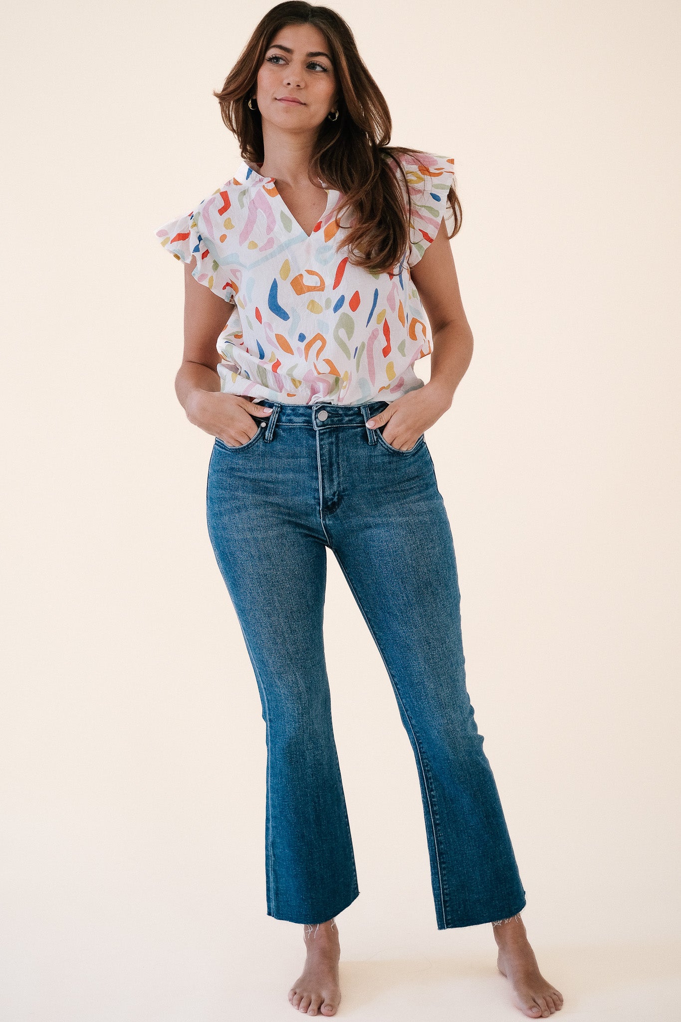 Just Black Denim Easton Medium Tonal Crop Flare Jeans
