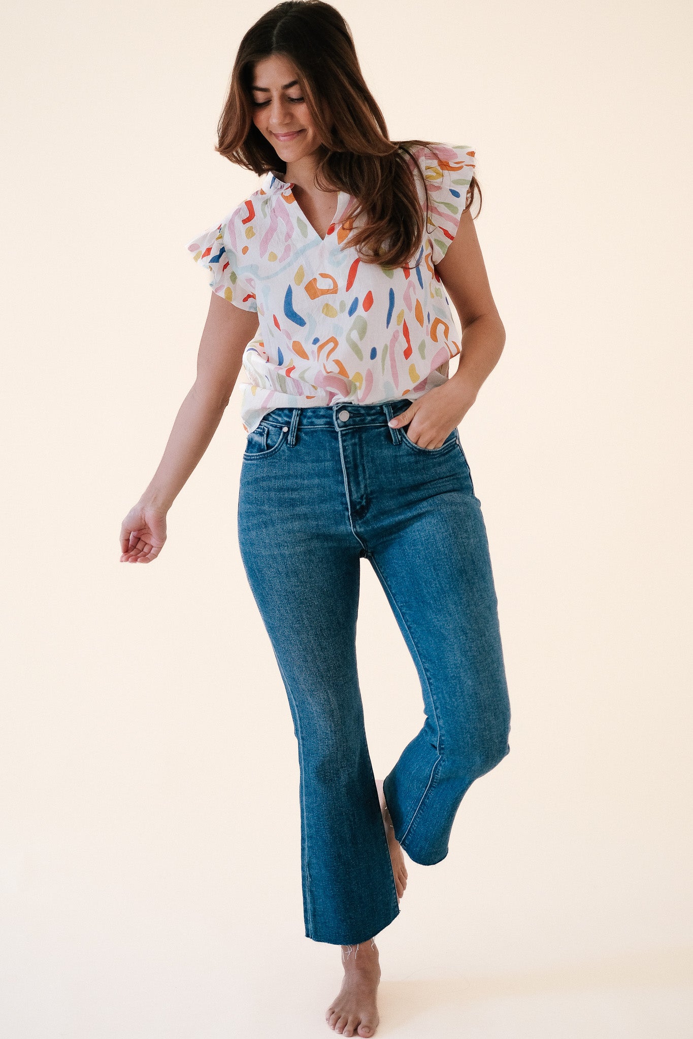 Just Black Denim Easton Medium Tonal Crop Flare Jeans