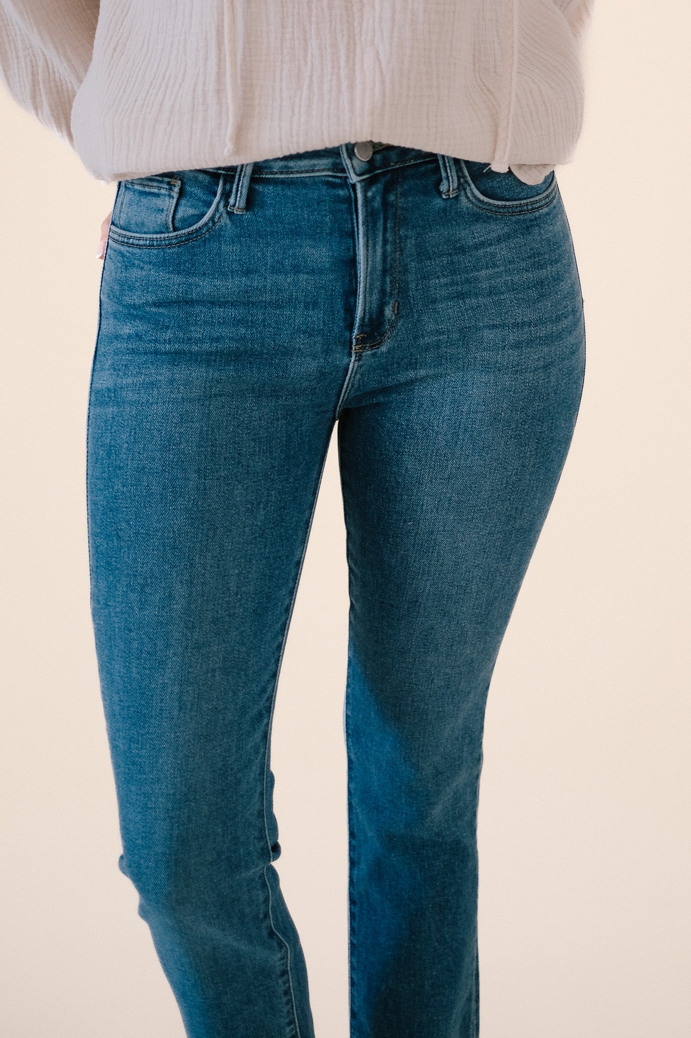 Just Black Denim Tia Medium Wash Slim Straight Jeans