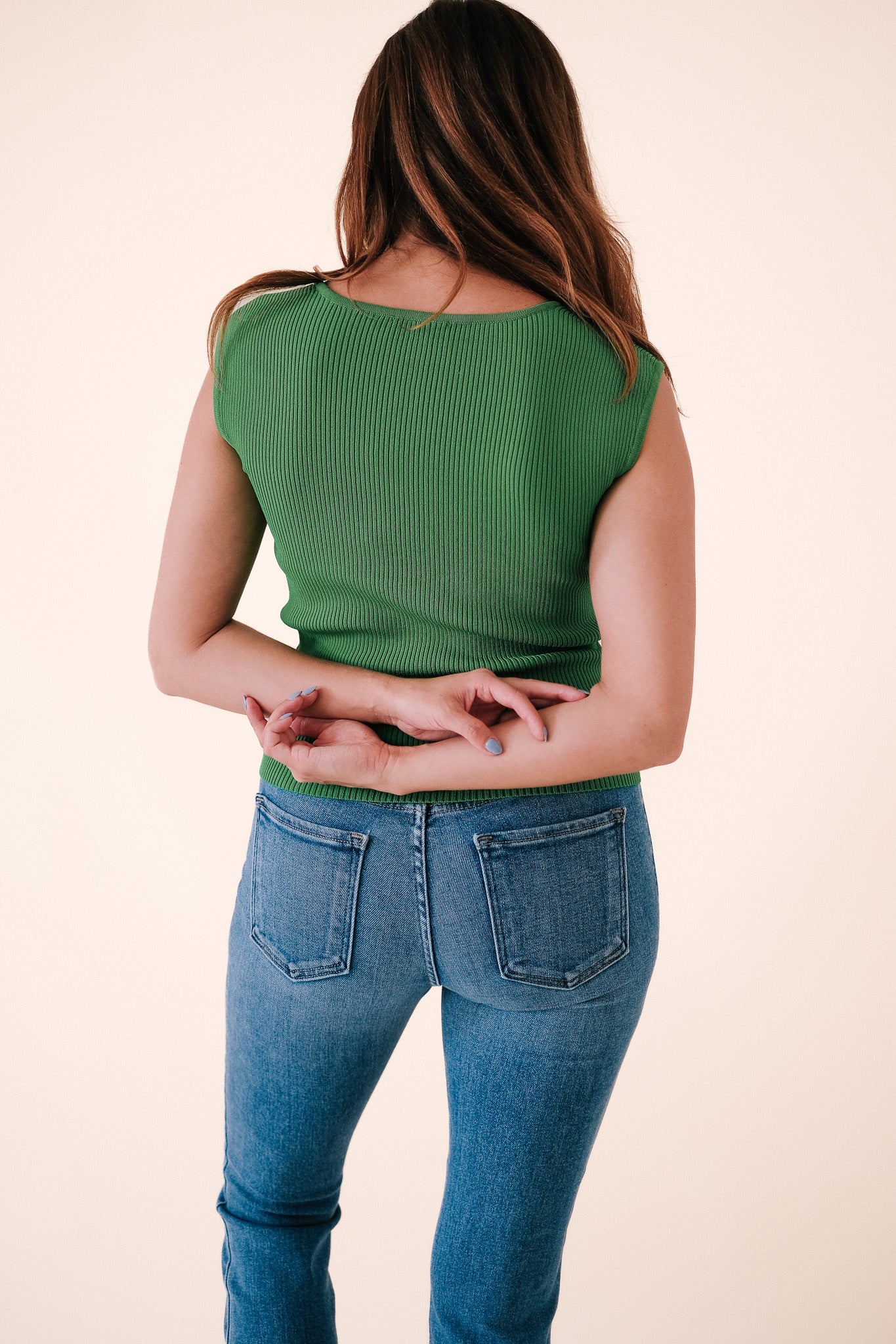 Lucy Paris Cathy Sweetheart Knit Top (Green) S
