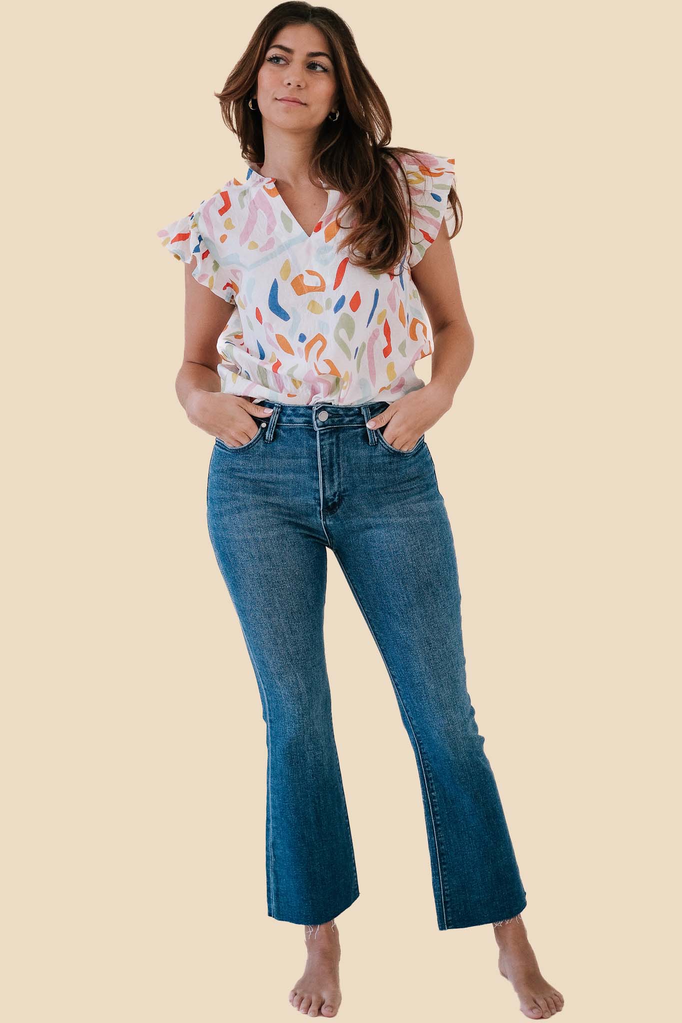Just Black Denim Easton Medium Tonal Crop Flare Jeans