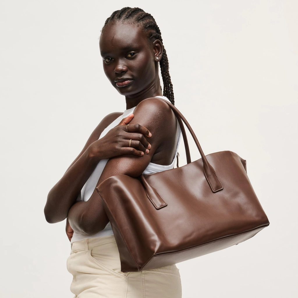 Levi Chocolate Vegan Leather Shoulder Bag