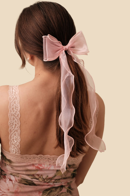 Chiffon Sheer Bow Ribbon Hair Clip (Three Colors)